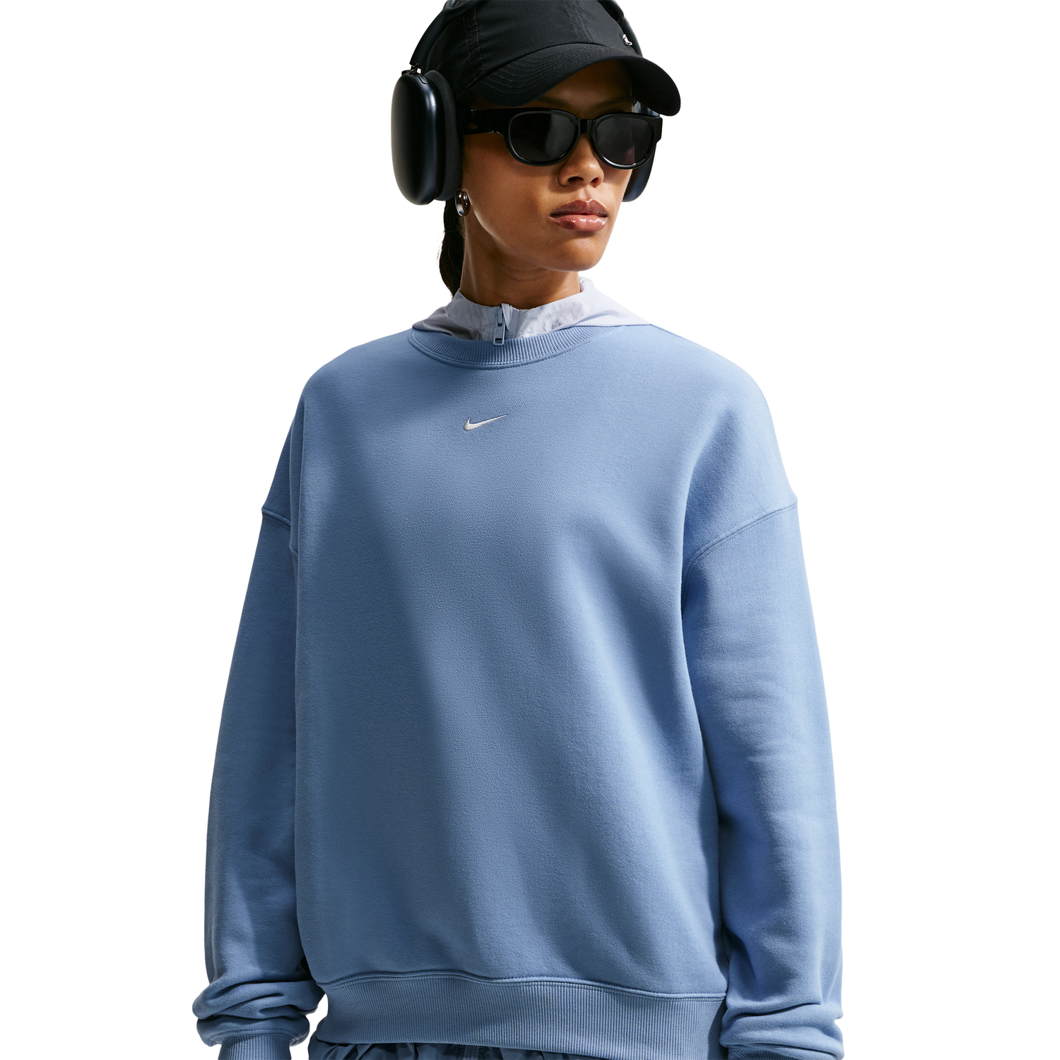 Nike Studio Fleece Oversized Crew - Women's - Work Blue/Sail