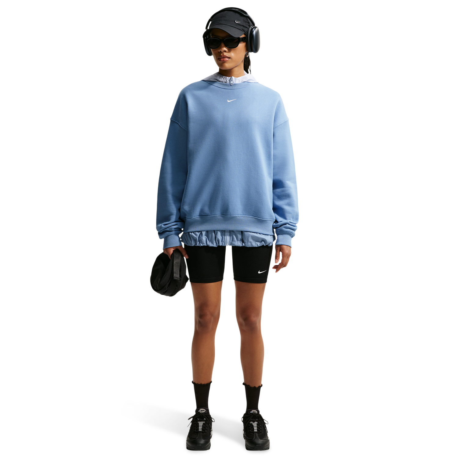 Nike Studio Fleece Oversized Crew - Women's - Work Blue/Sail