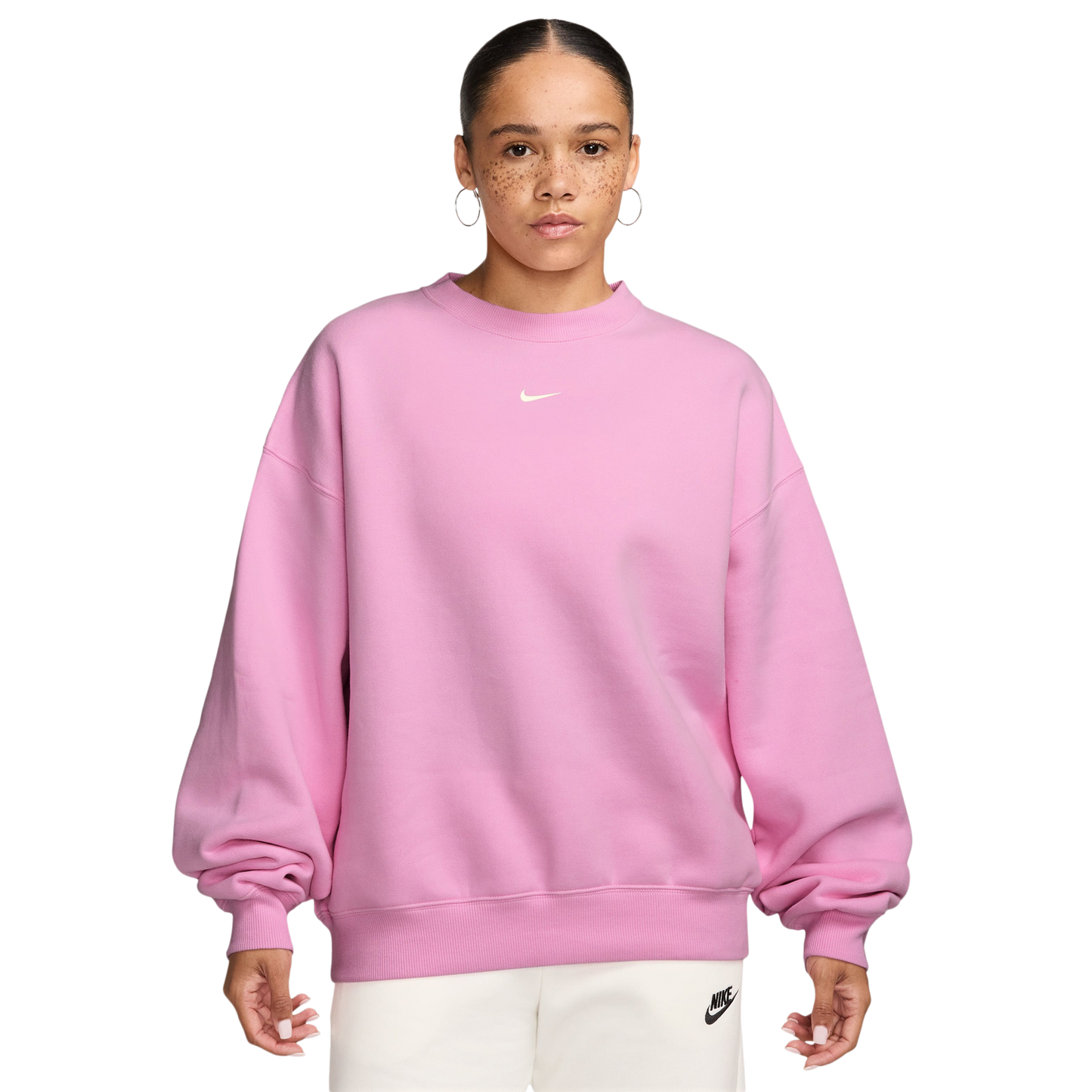 Nike Studio Oversized Fleece Crew - Women's - Pink Rise/Sail