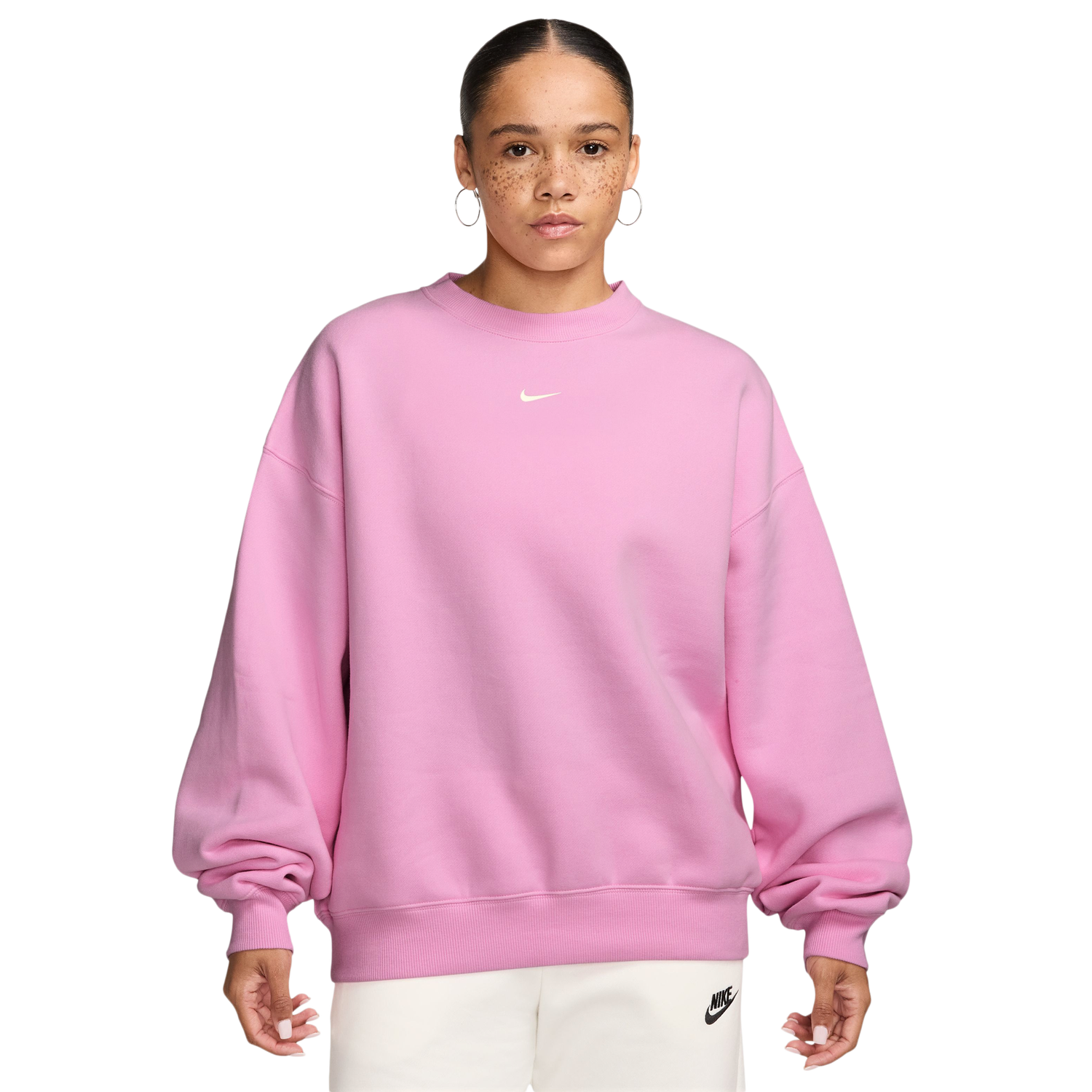 Nike Studio Oversized Fleece Crew - Women's - Pink Rise/Sail