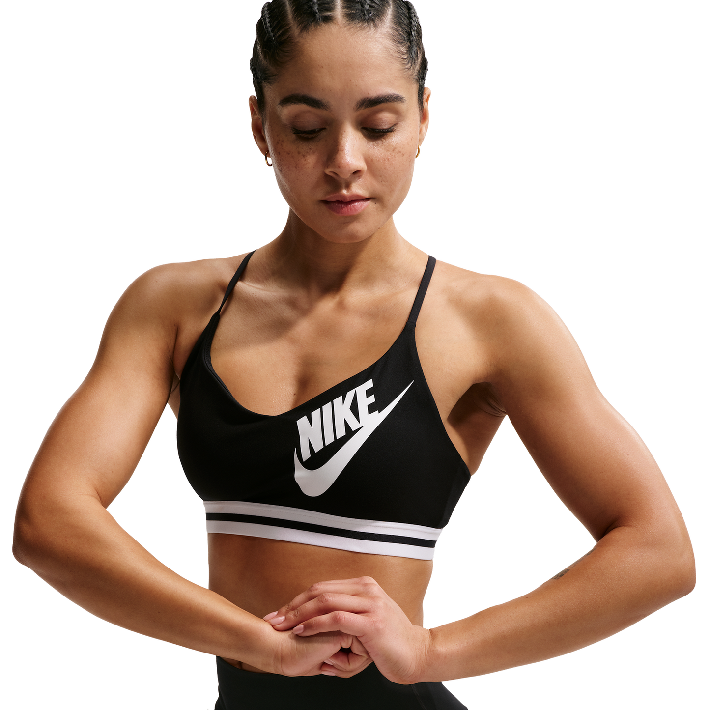 Nike Indy Logo Bra - Women's - White/Black/Black