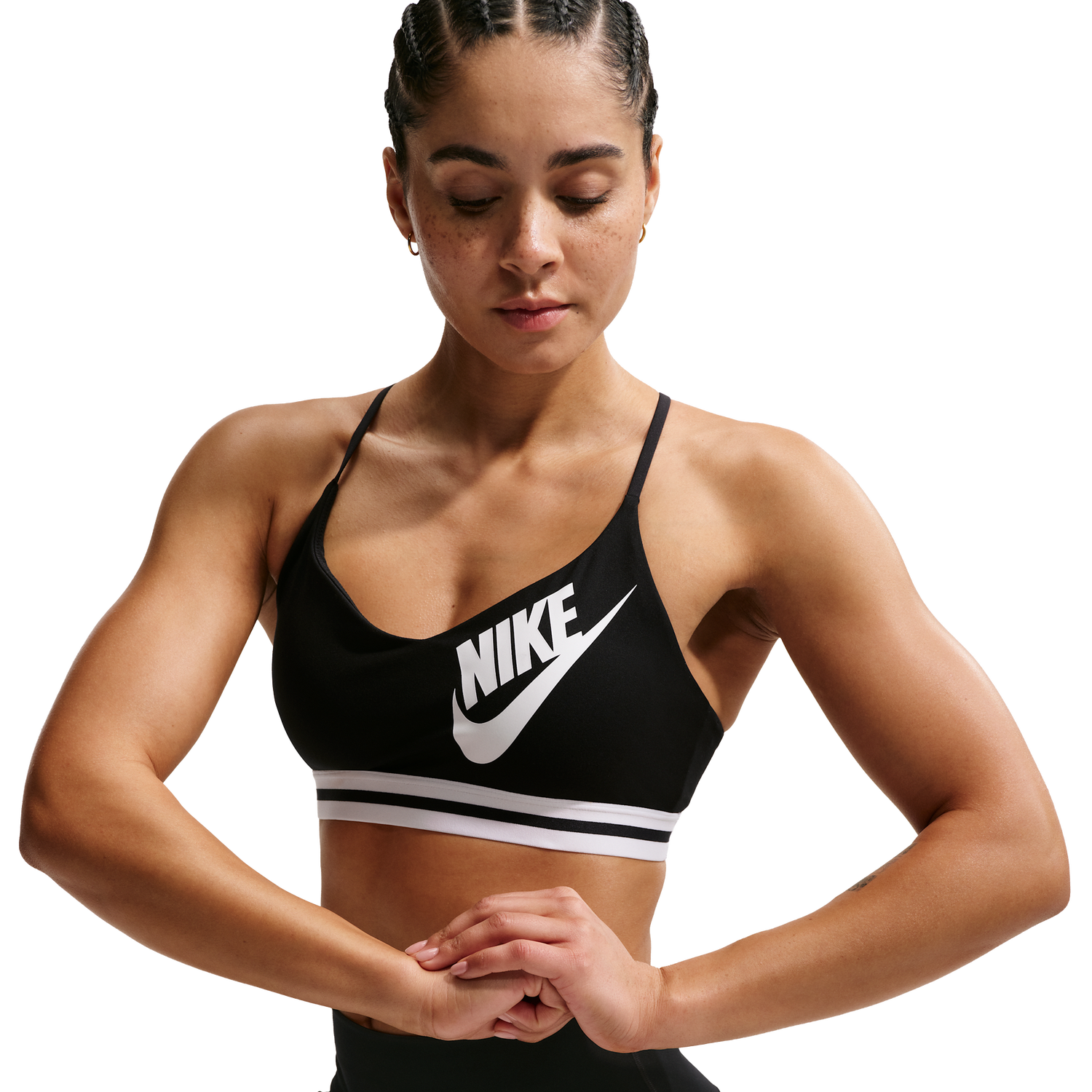 Nike Indy Logo Bra - Women's - White/Black/Black