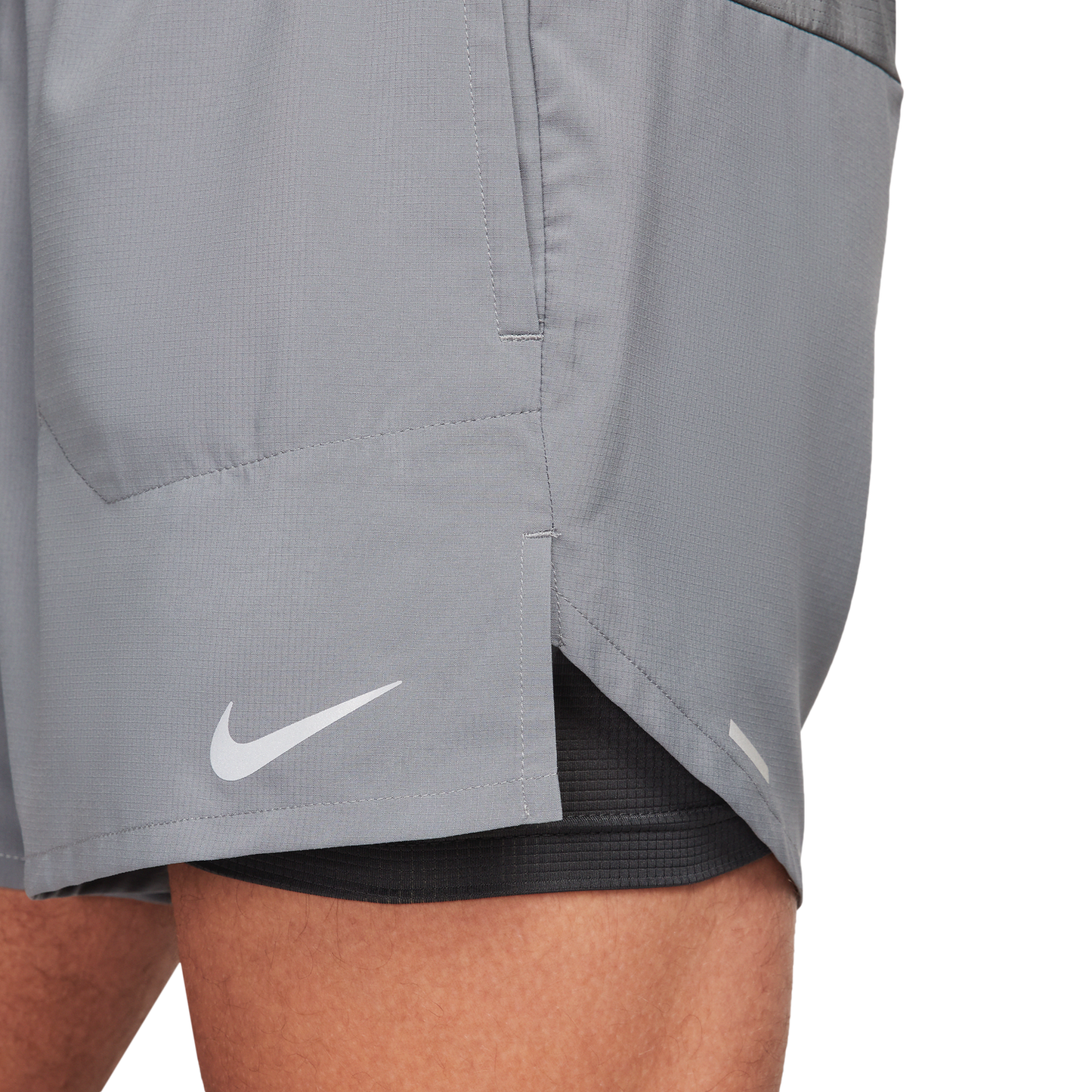 Nike Dri-FIT STRIDE 2IN1 5IN Shorts - Men's - Smoke Grey/Dk Smoke Grey/Black