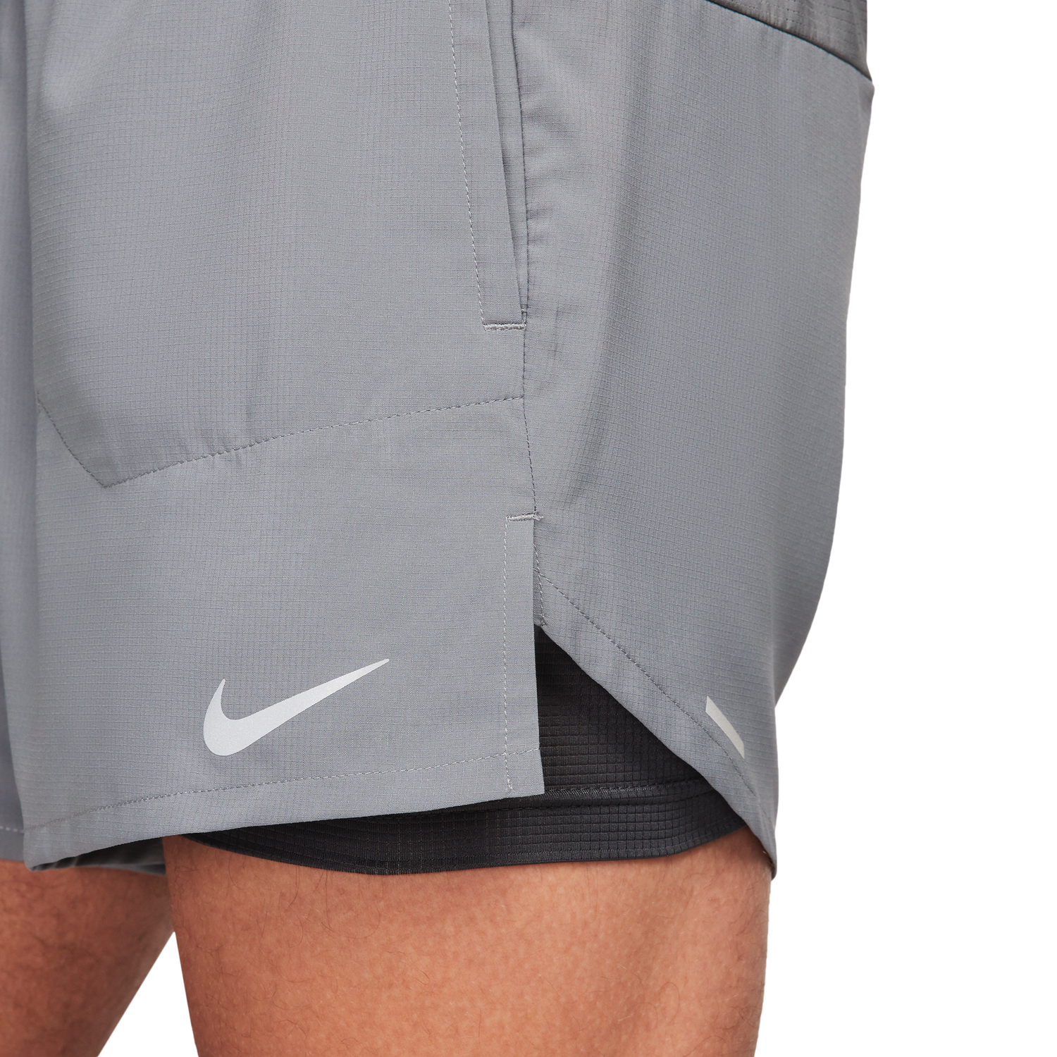 Nike Dri-FIT STRIDE 2IN1 5IN Shorts - Men's - Smoke Grey/Dk Smoke Grey/Black