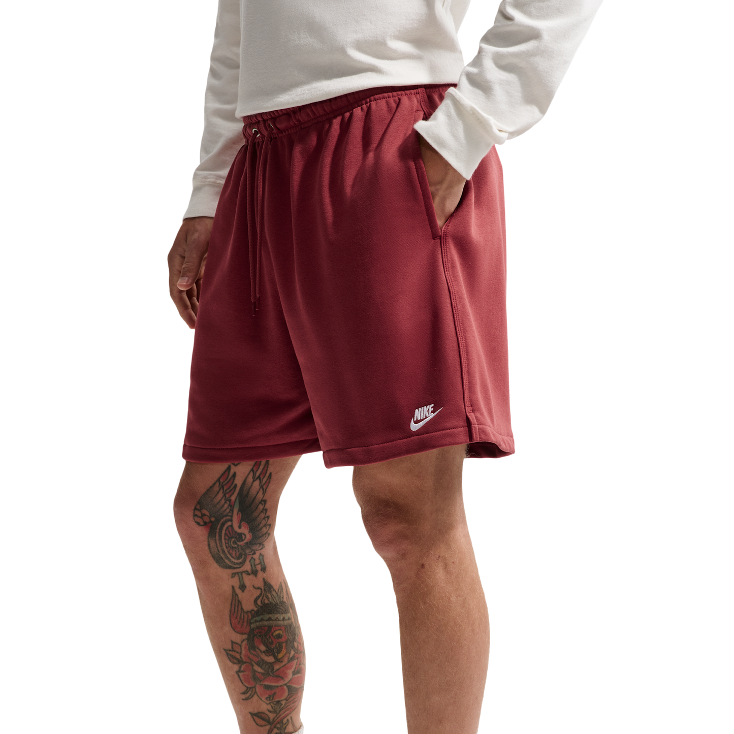 Nike Club Flow French Terry Shorts - Men's - Team Crimson/White/Team Crimson
