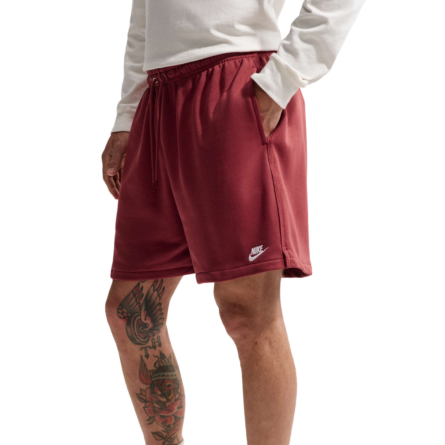 Nike Club Flow French Terry Shorts - Men's - Team Crimson/White/Team Crimson