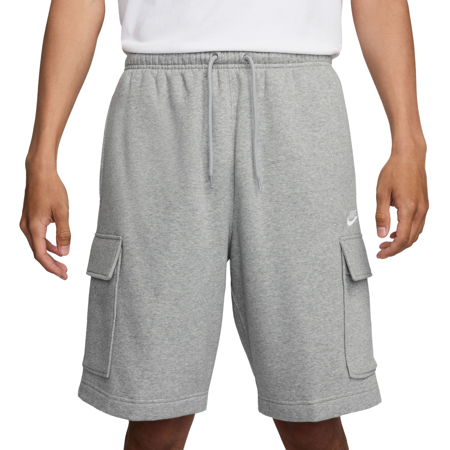 Nike Club Cargo Shorts - Men's - Dark Grey Heather/White/Light Smoke Grey