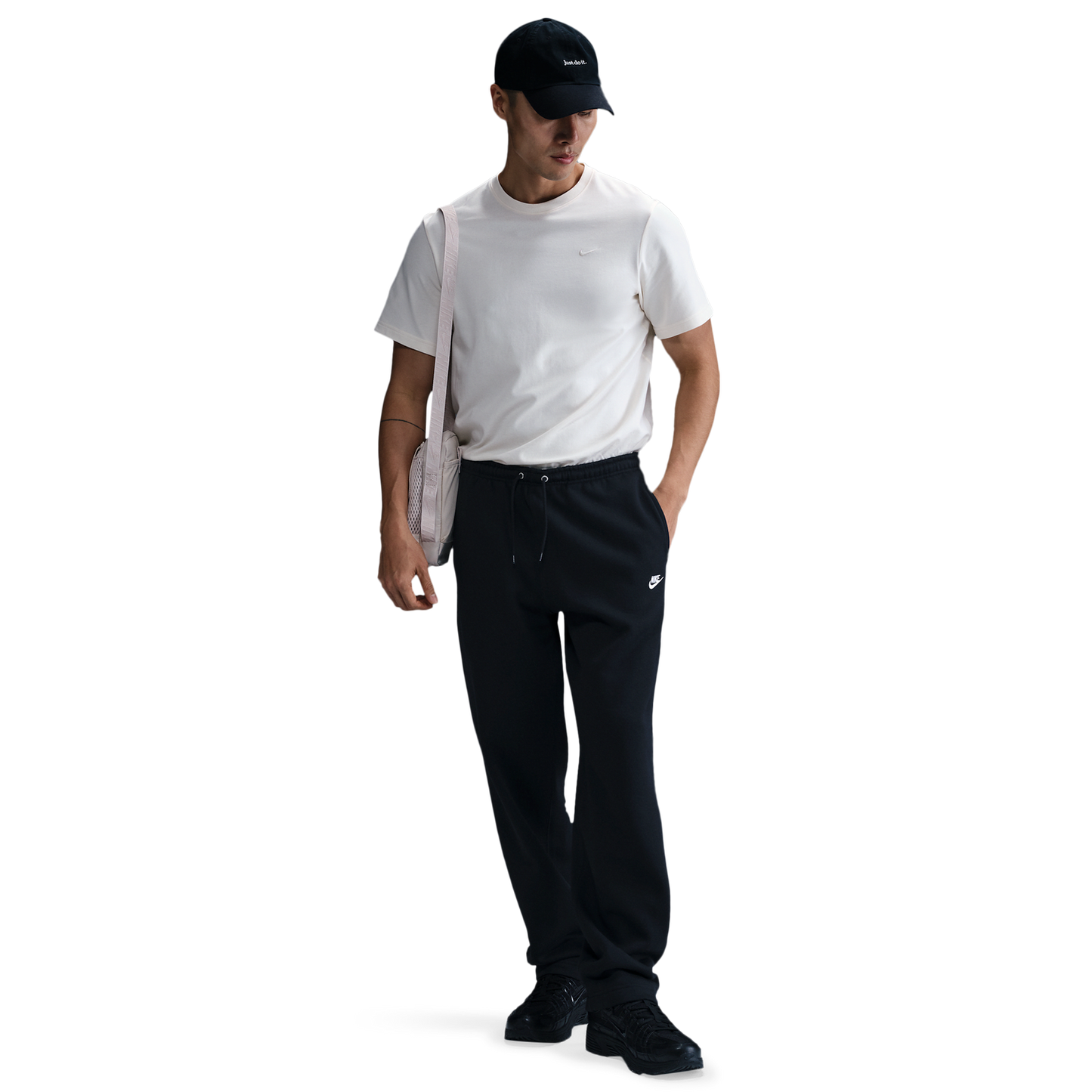 Nike Open Hem Club Pants - Men's - Black/Black/White