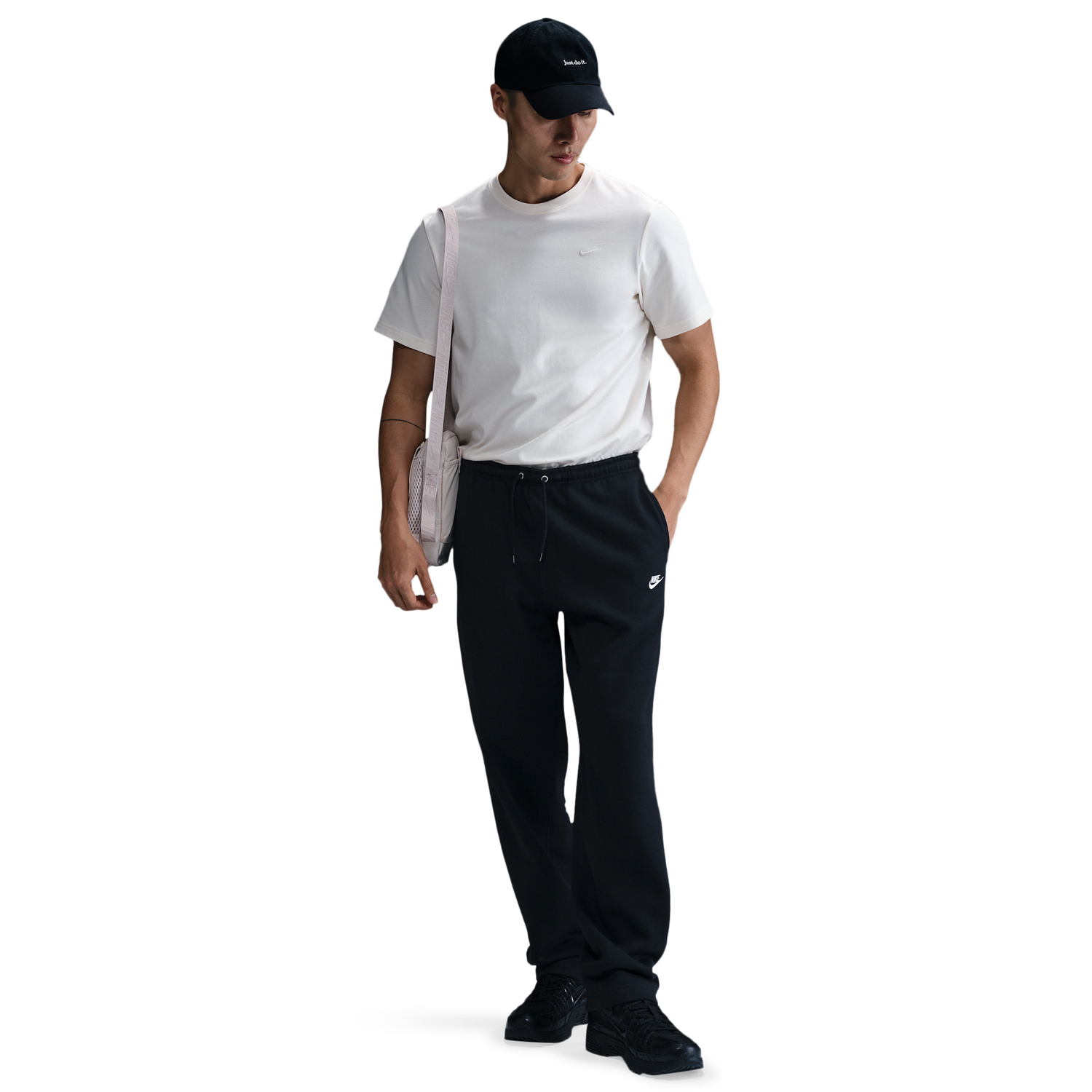 Nike Open Hem Club Pants - Men's - Black/Black/White