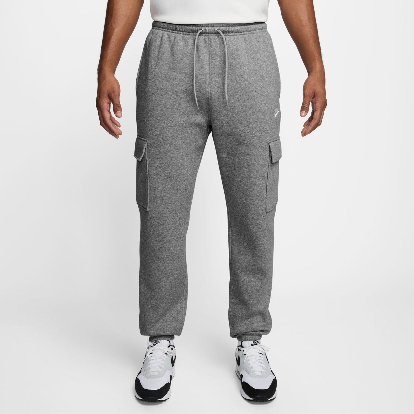 Nike Club Cargo Pants - Men's - Dark Grey Heather/Light Smoke Grey/White