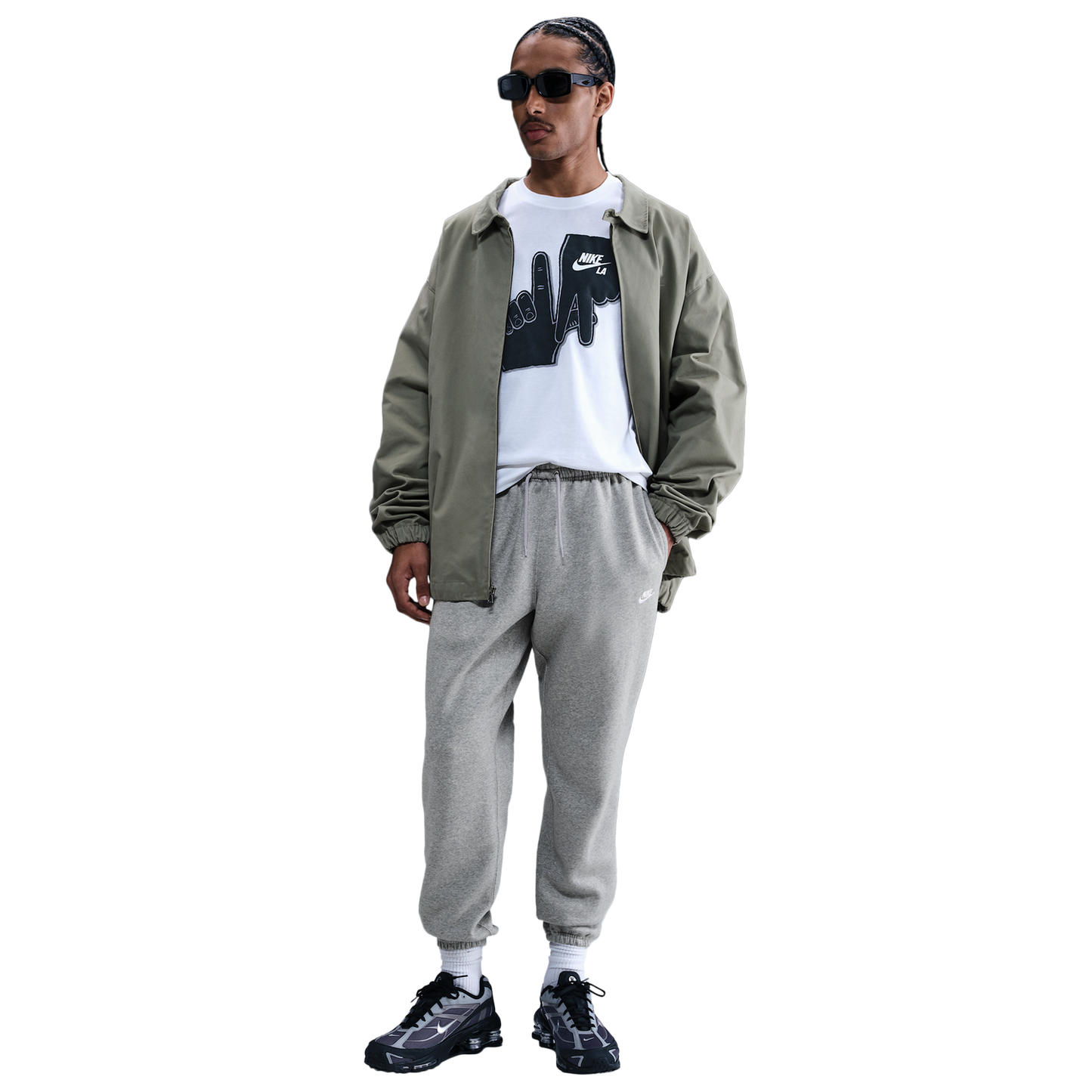 Nike Club Cuff Fleece Pants - Men's - White/Dk Grey Heather/Lt Smoke Grey