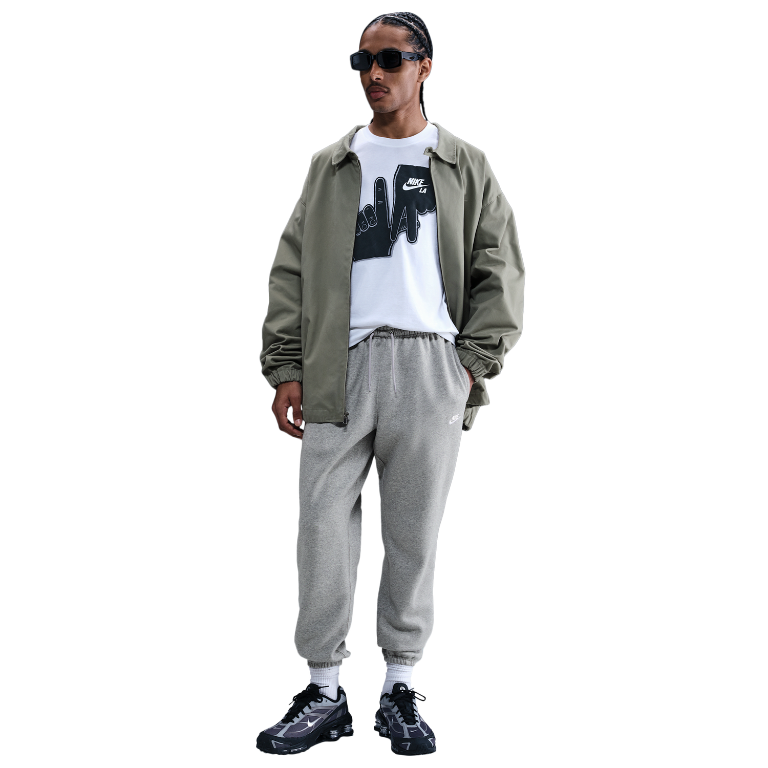 Nike Club Cuff Fleece Pants - Men's - White/Dk Grey Heather/Lt Smoke Grey