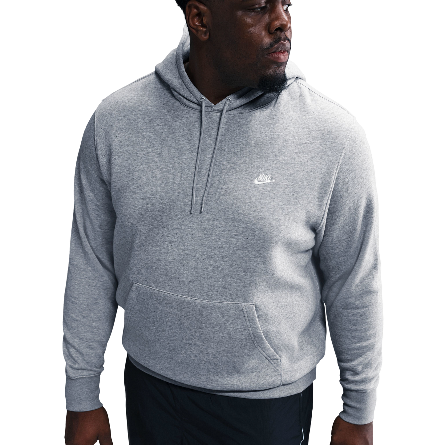 Nike Club Pullover Hoodie - Men's - Dark Grey Heather/White/Light Smoke Grey