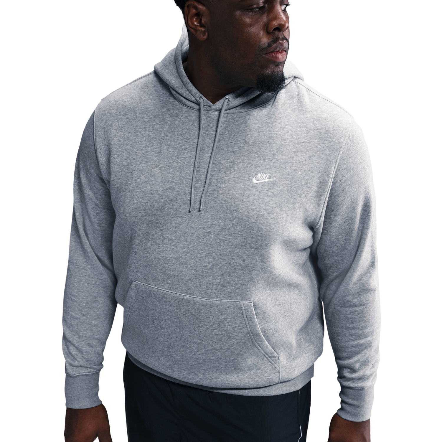 Nike Club Pullover Hoodie - Men's - Dark Grey Heather/White/Light Smoke Grey