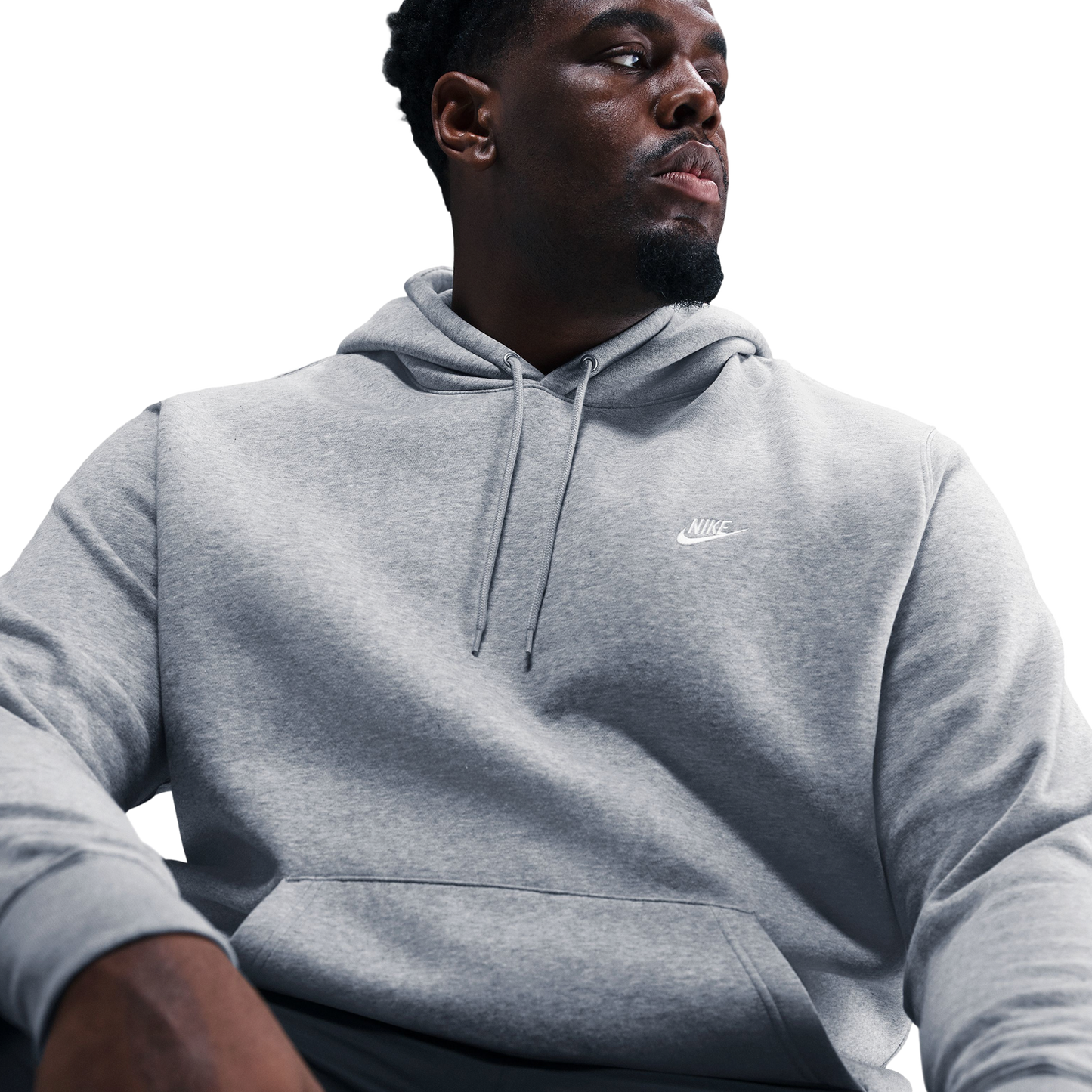 Nike Club Pullover Hoodie - Men's - Dark Grey Heather/White/Light Smoke Grey