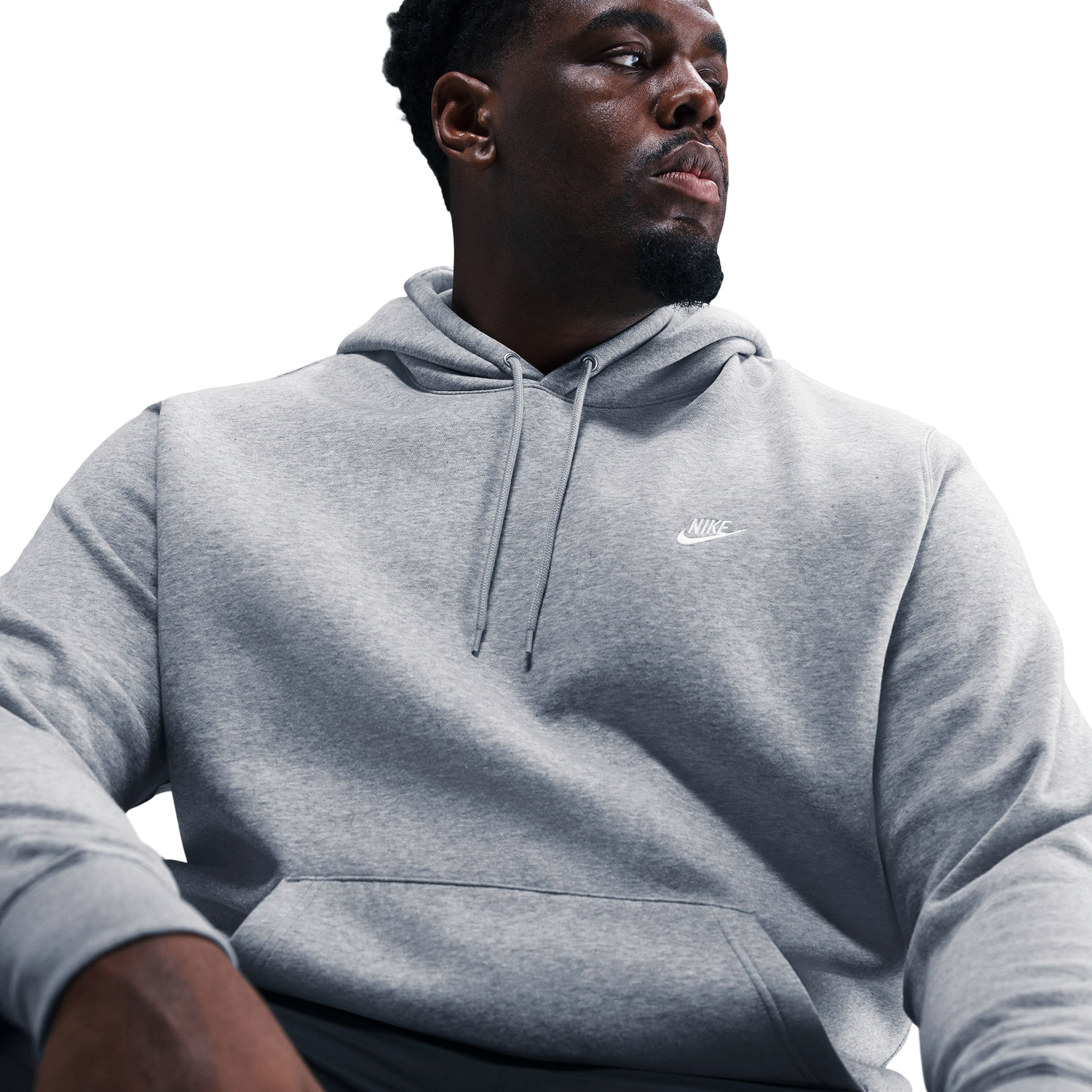 Nike Club Pullover Hoodie - Men's - Dark Grey Heather/White/Light Smoke Grey