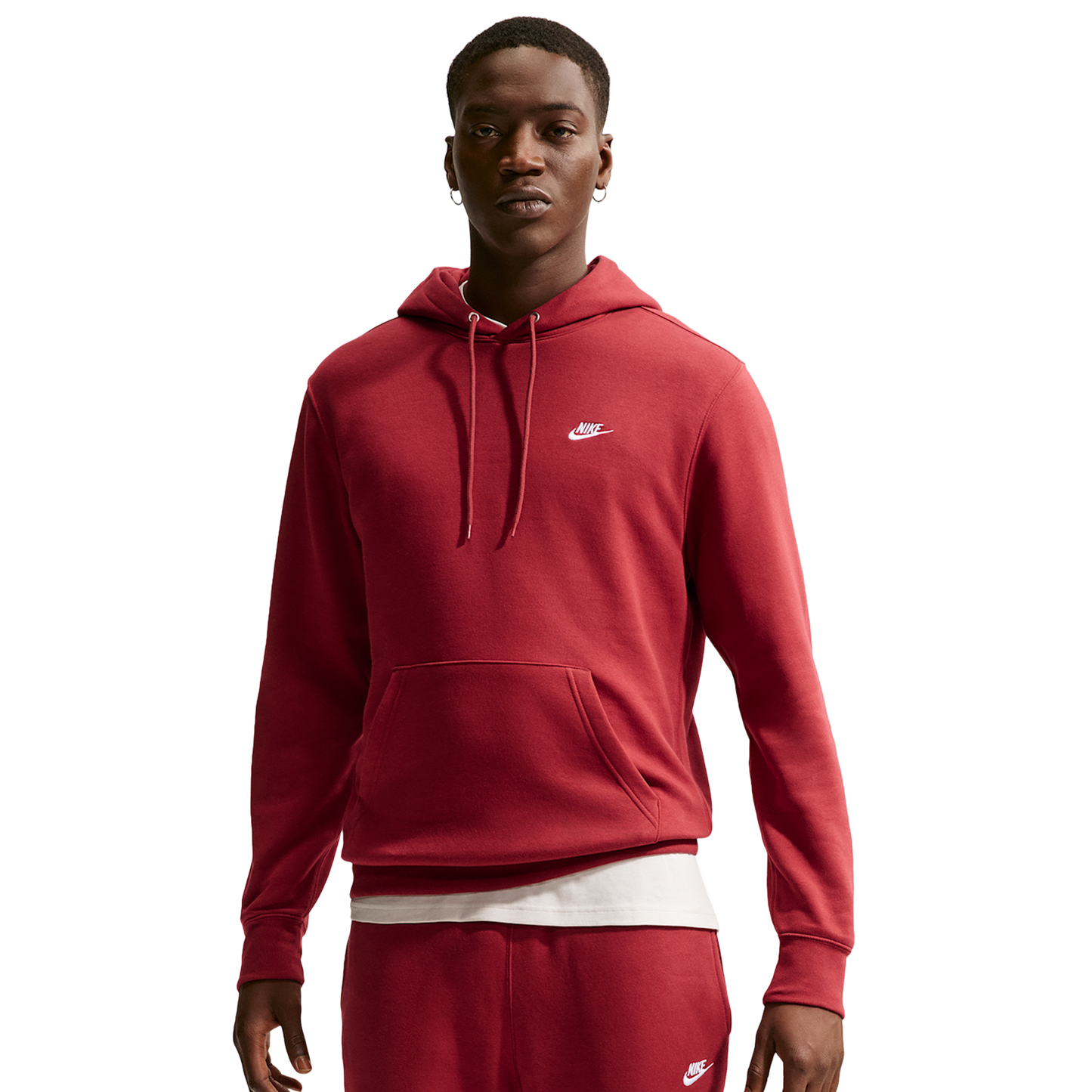 Nike Club Pullover Hoodie - Men's - Red/White