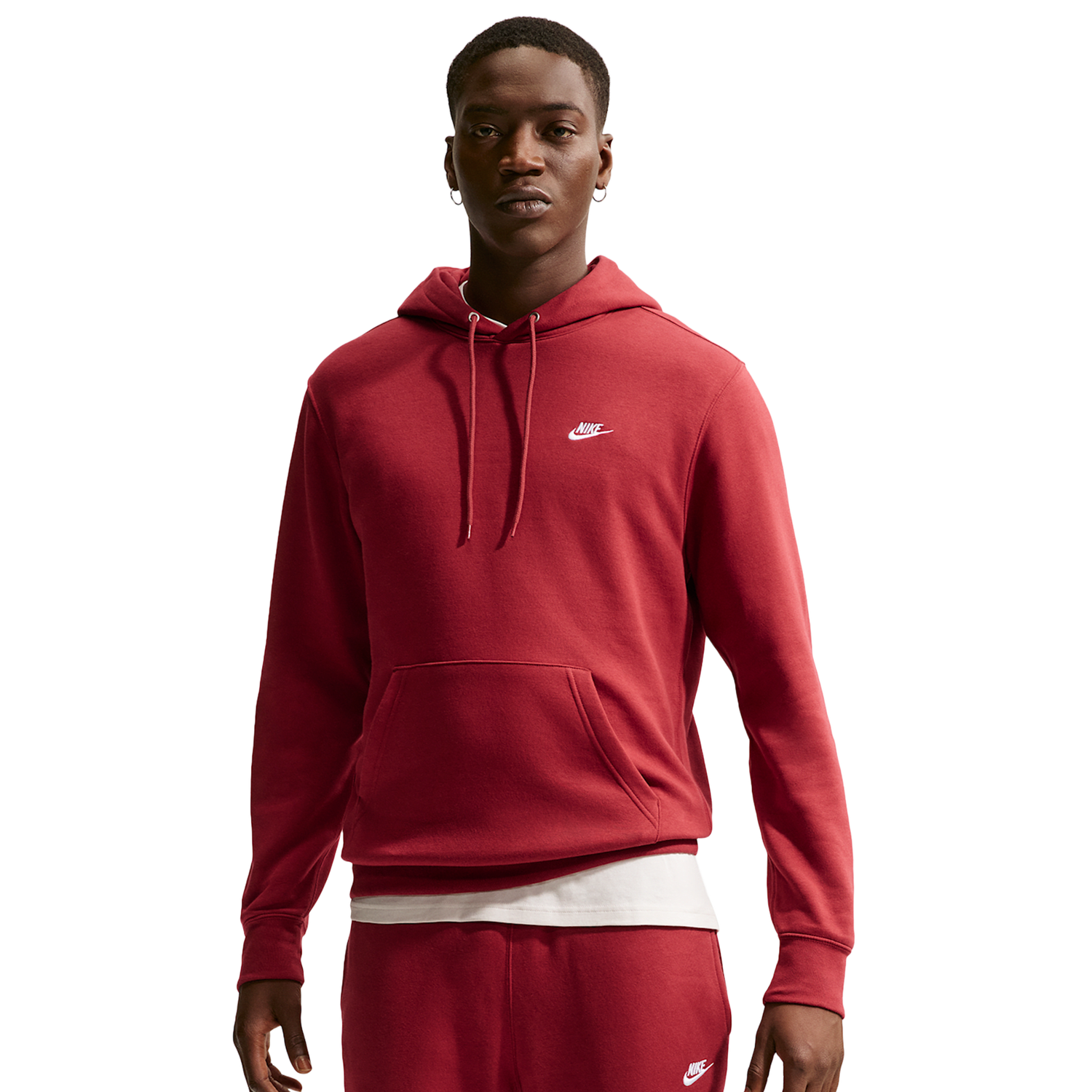 Nike Club Pullover Hoodie - Men's - Red/White