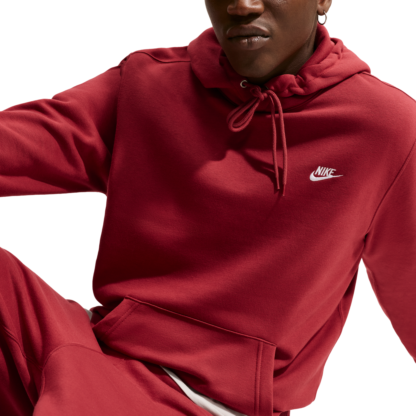 Nike Club Pullover Hoodie - Men's - Red/White