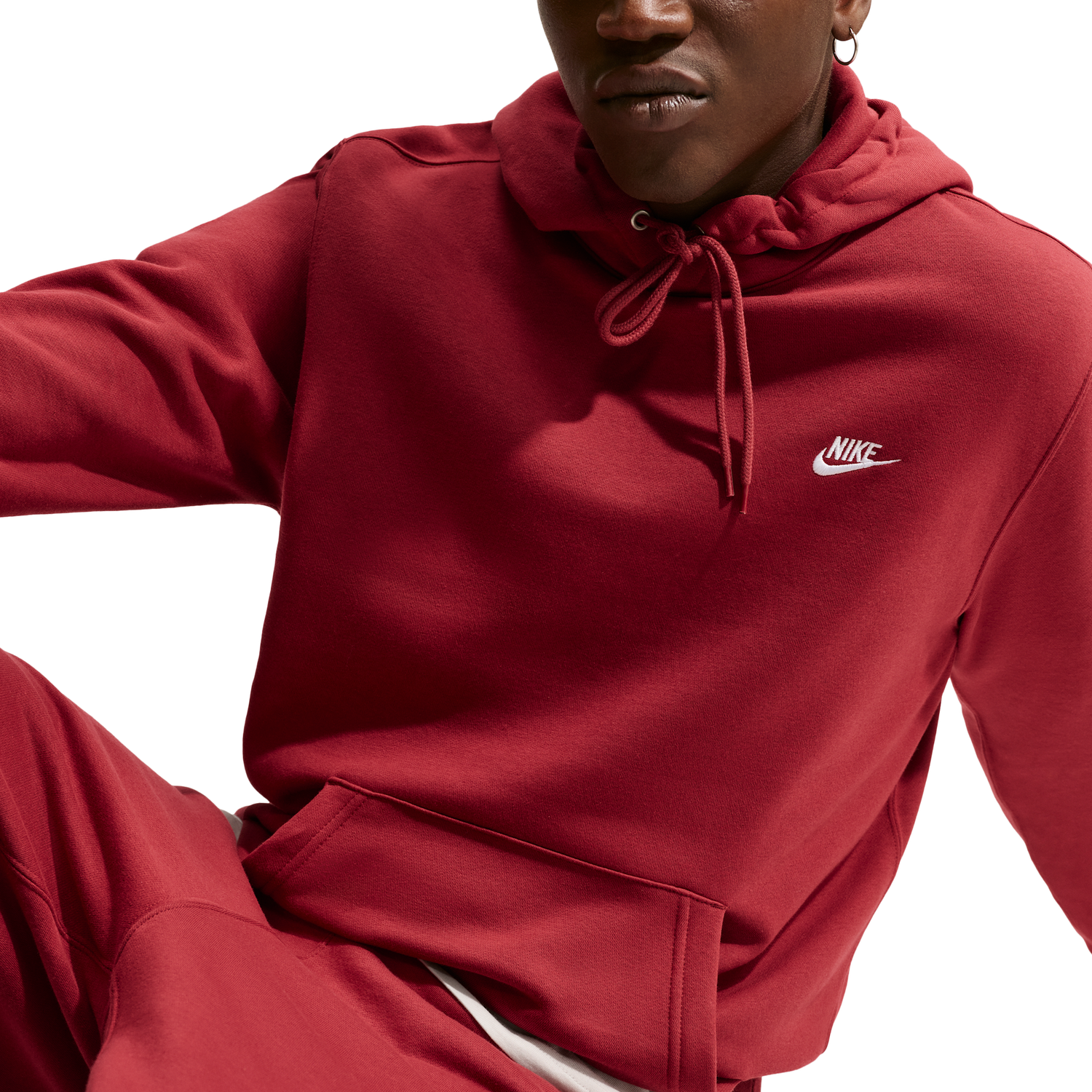 Nike Club Pullover Hoodie - Men's - Red/White