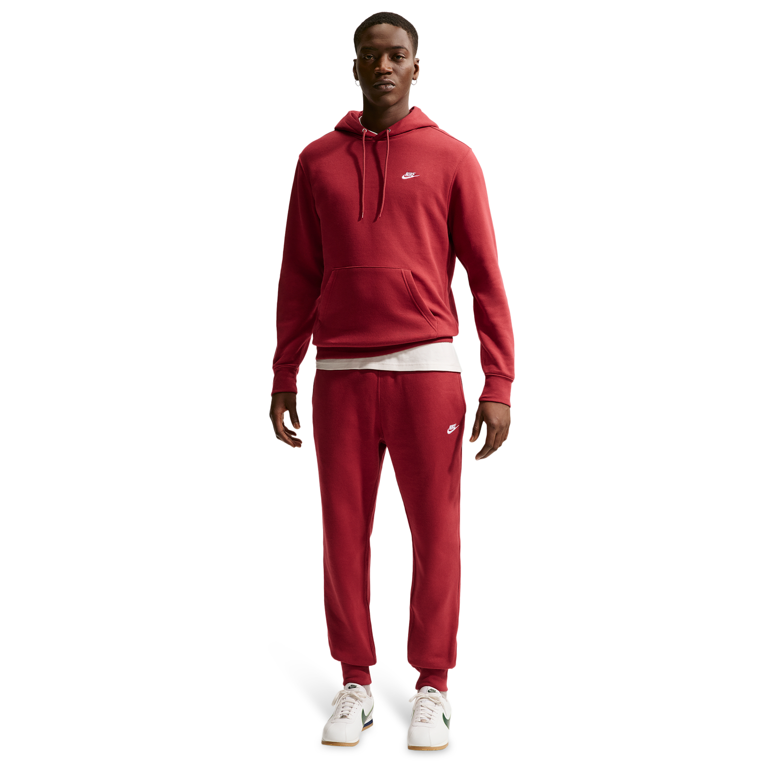 Nike Club Pullover Hoodie - Men's - Red/White