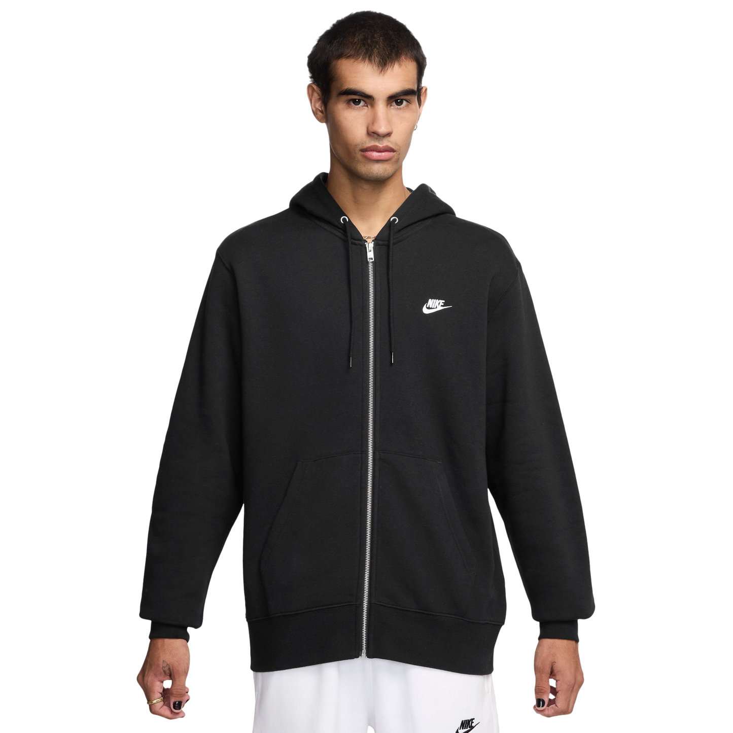Nike Club Full-Zip Hoodie - Men's - Black/White