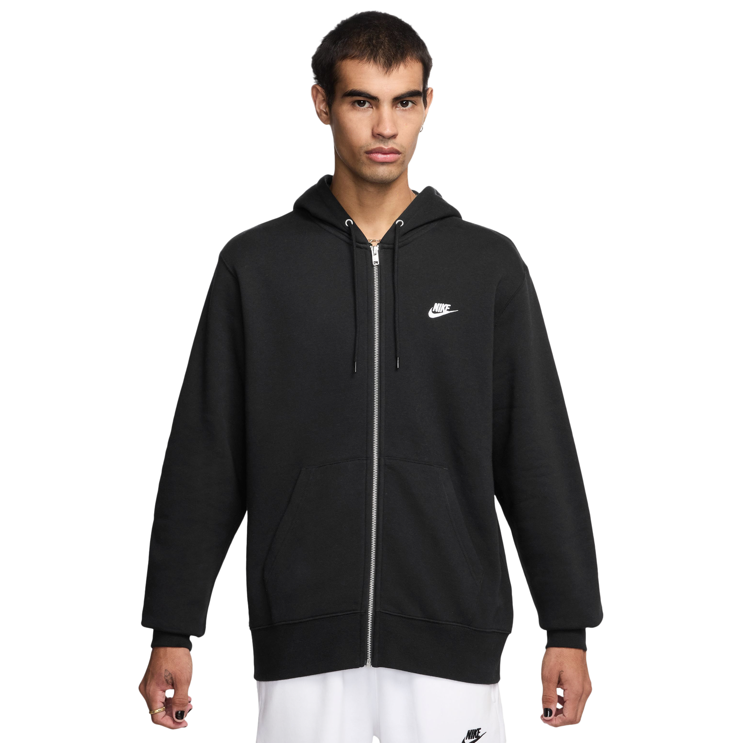 Nike Club Full-Zip Hoodie - Men's - Black/White
