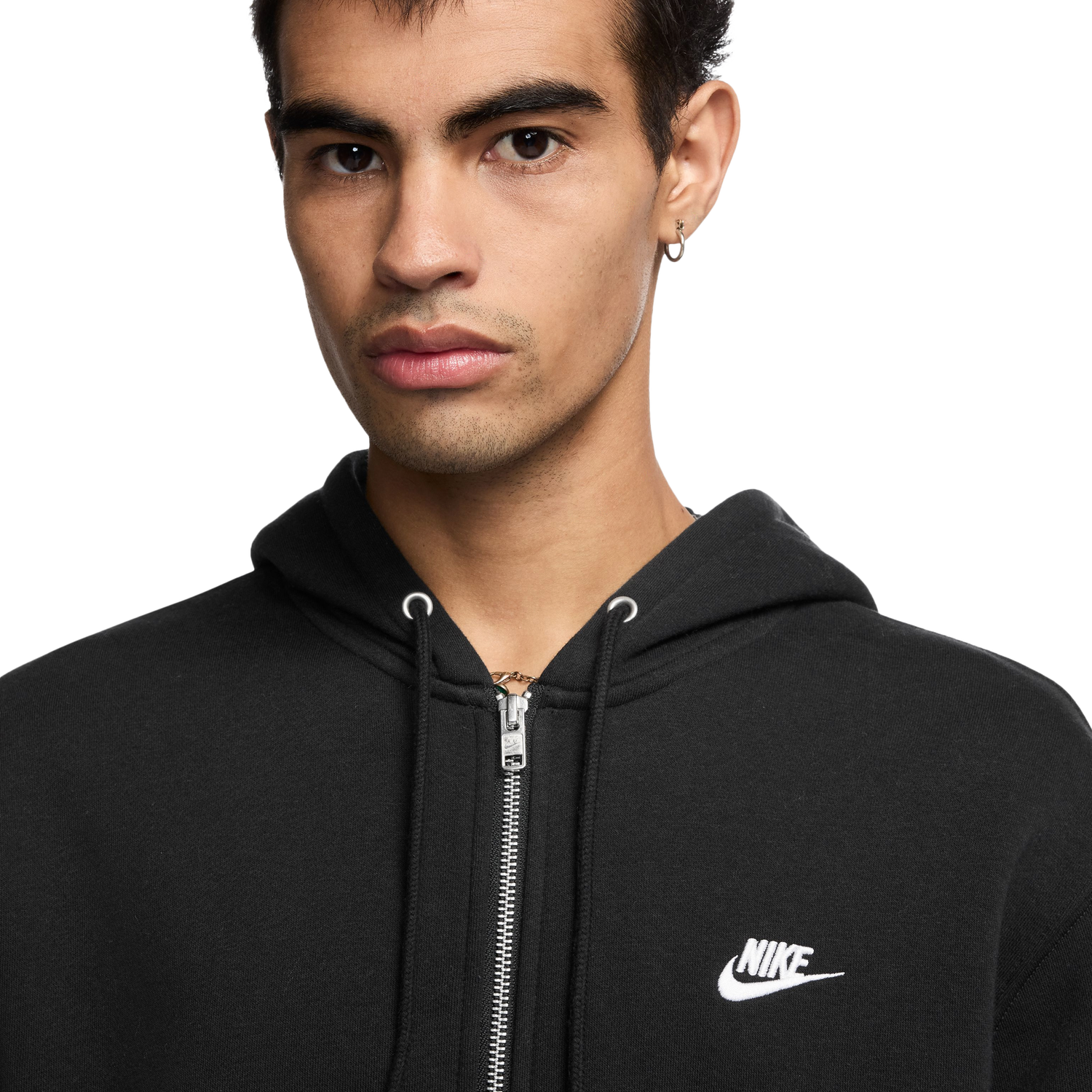 Nike Club Full-Zip Hoodie - Men's - Black/White
