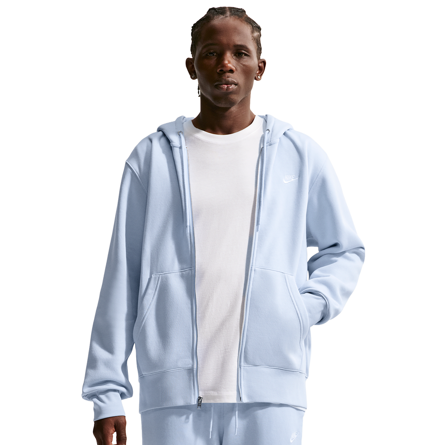 Nike Club Full-Zip Hoodie - Men's - Hydrogen Blue/White/Hydrogen Blue