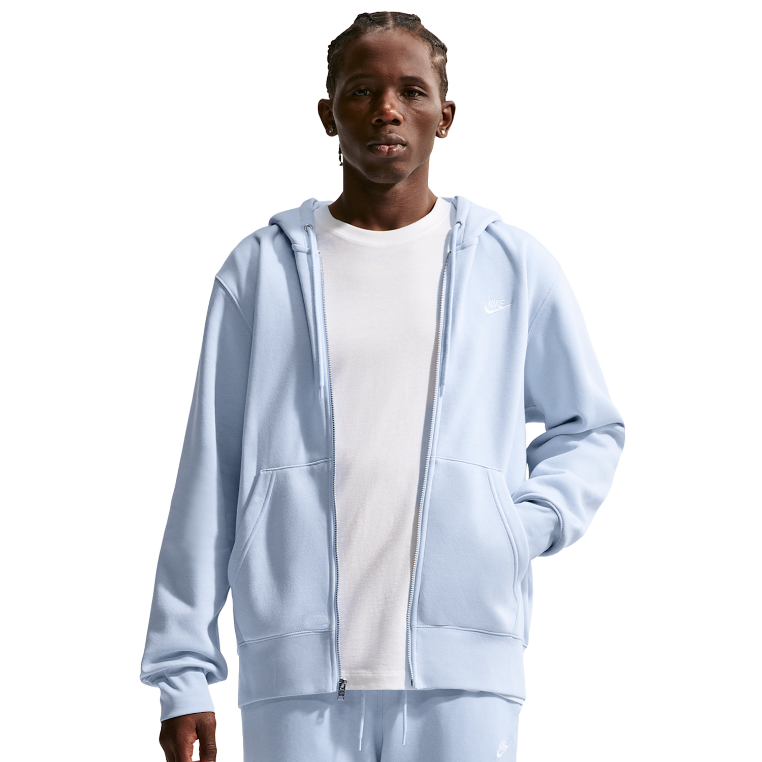 Nike Club Full-Zip Hoodie - Men's - Hydrogen Blue/White/Hydrogen Blue