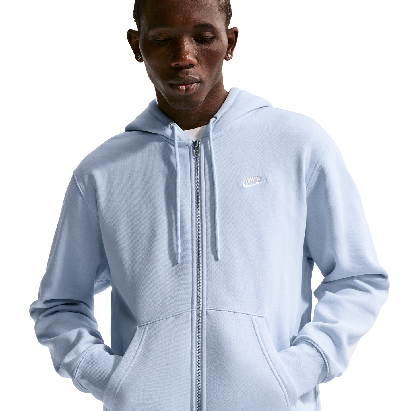Nike Club Full-Zip Hoodie - Men's - Hydrogen Blue/White/Hydrogen Blue