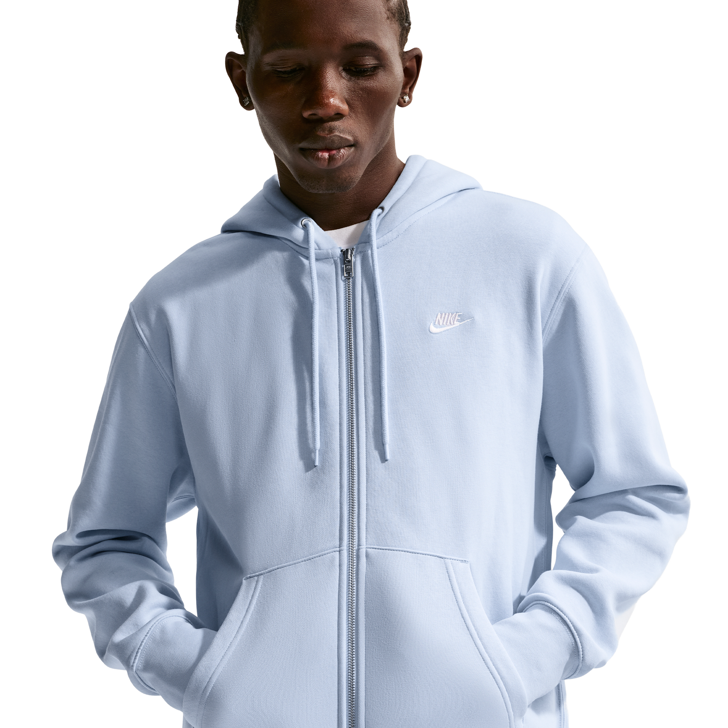 Nike Club Full-Zip Hoodie - Men's - Hydrogen Blue/White/Hydrogen Blue