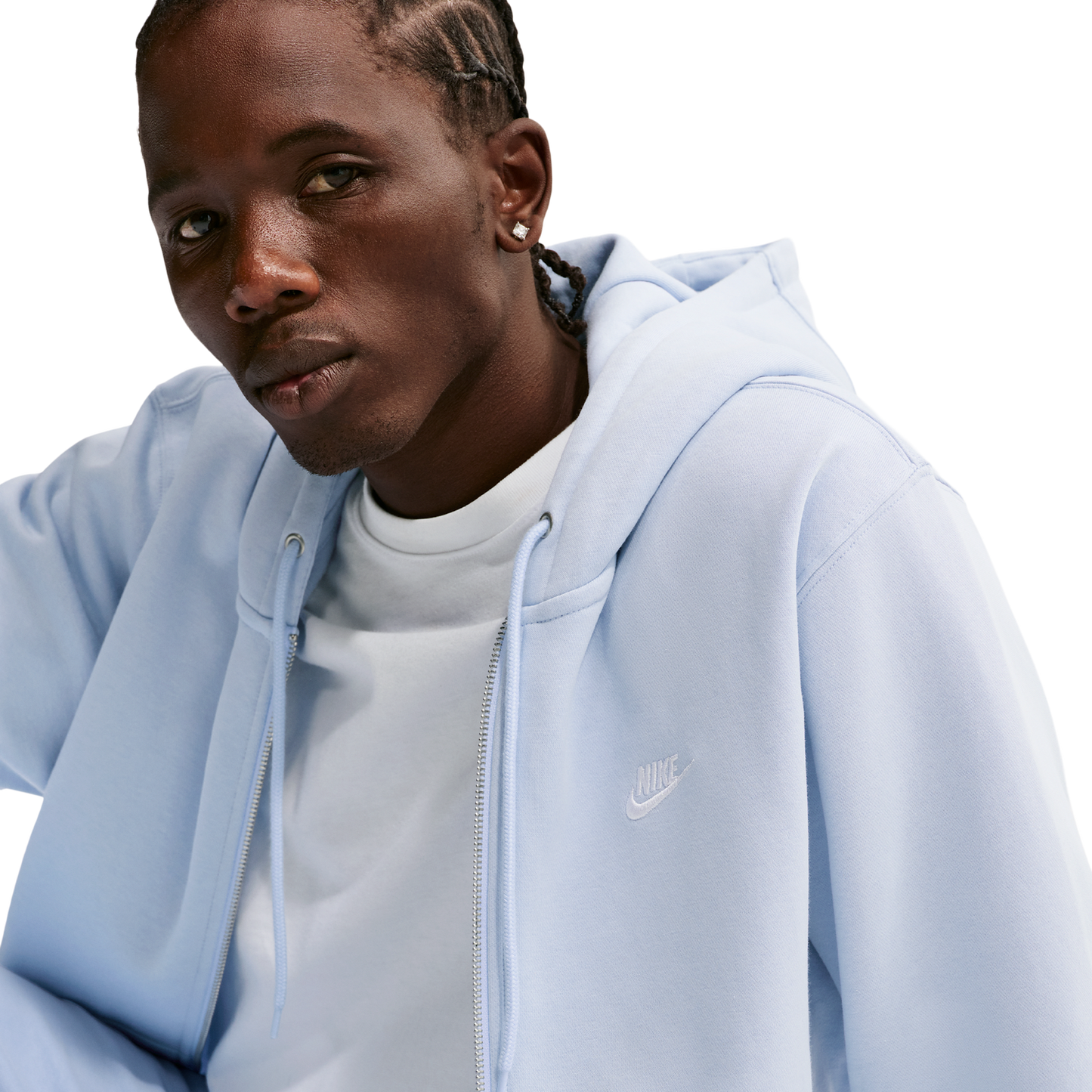 Nike Club Full-Zip Hoodie - Men's - Hydrogen Blue/White/Hydrogen Blue