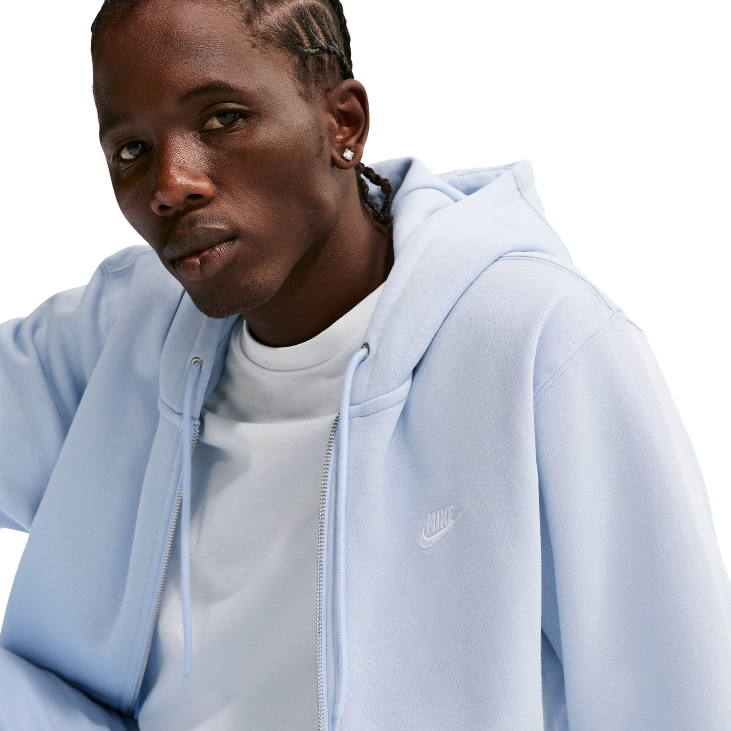 Nike Club Full-Zip Hoodie - Men's - Hydrogen Blue/White/Hydrogen Blue