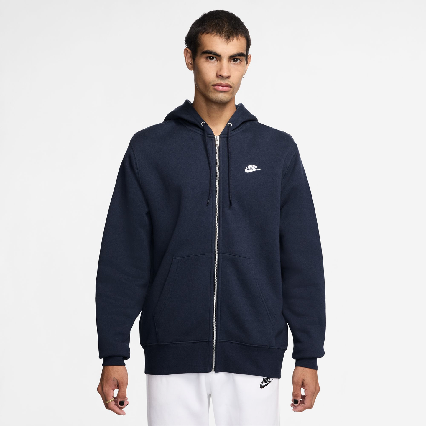 Nike Club Full-Zip Hoodie - Men's - Obsidian/Obsidian/White