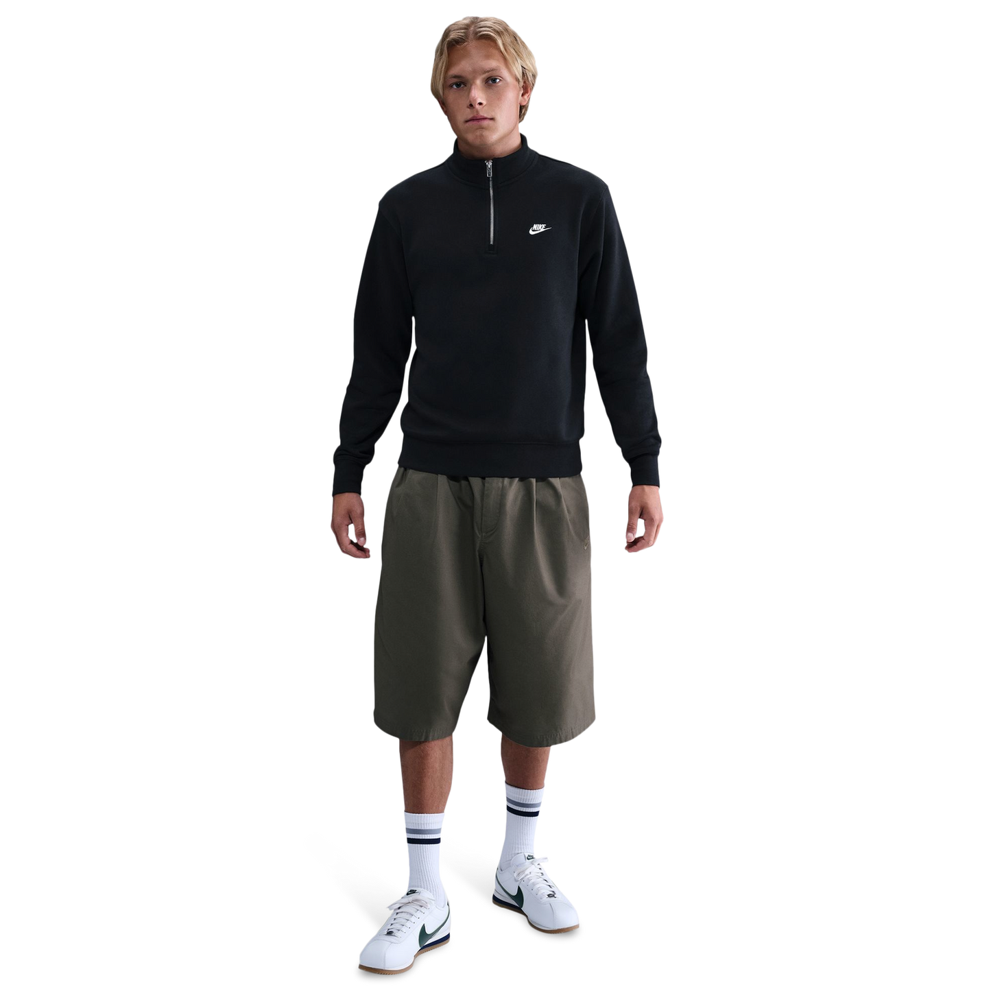 Nike Club Fleece Half-Zip - Men's - Black/White