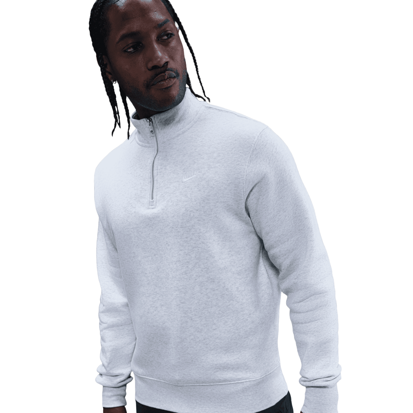 Nike Club Fleece Half-Zip - Men's - Gray/White