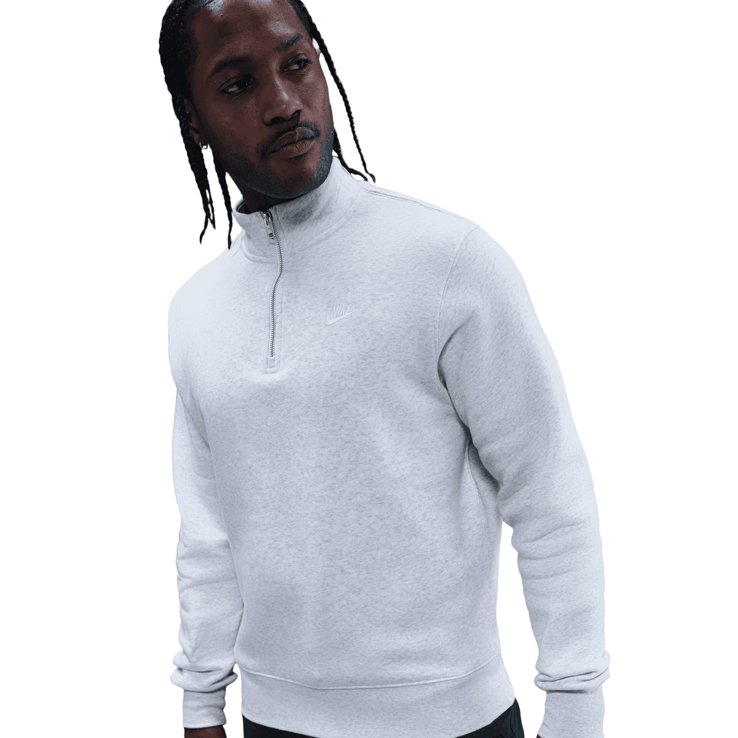 Nike Club Fleece Half-Zip - Men's - Gray/White