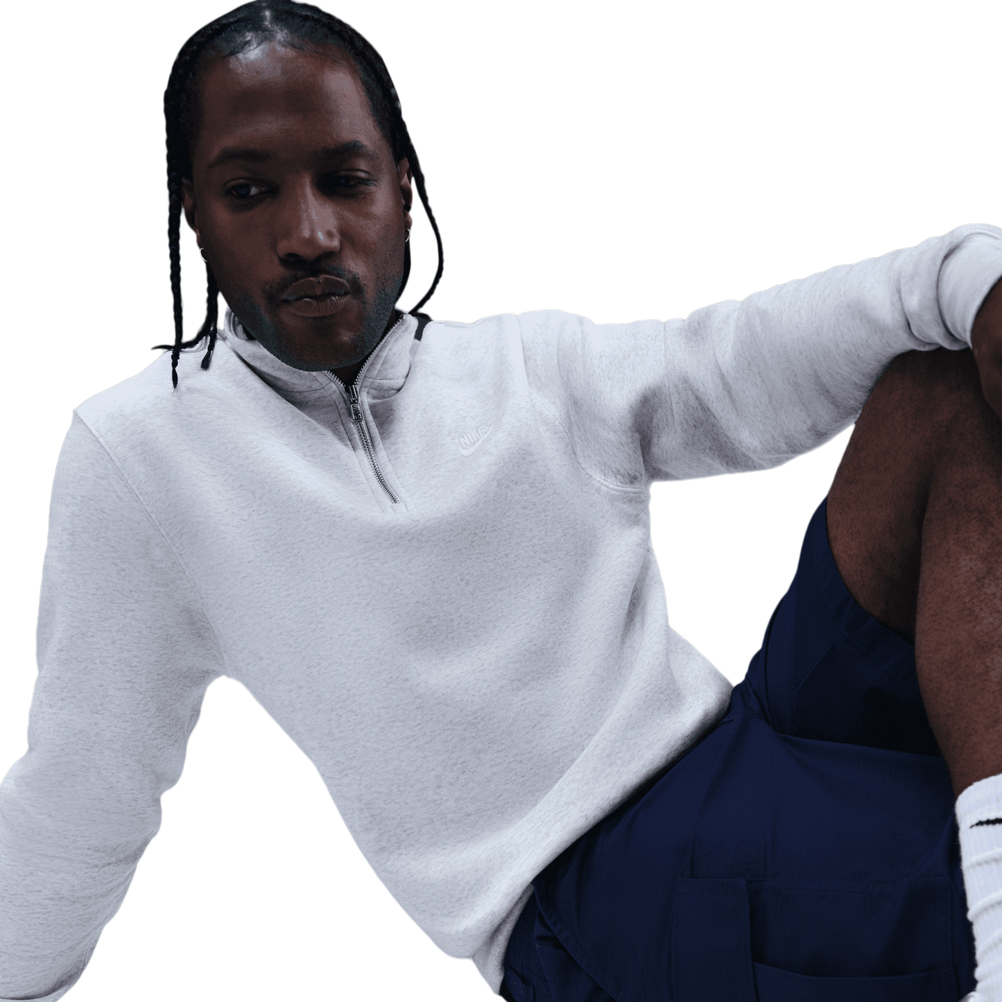 Nike Club Fleece Half-Zip - Men's - Gray/White