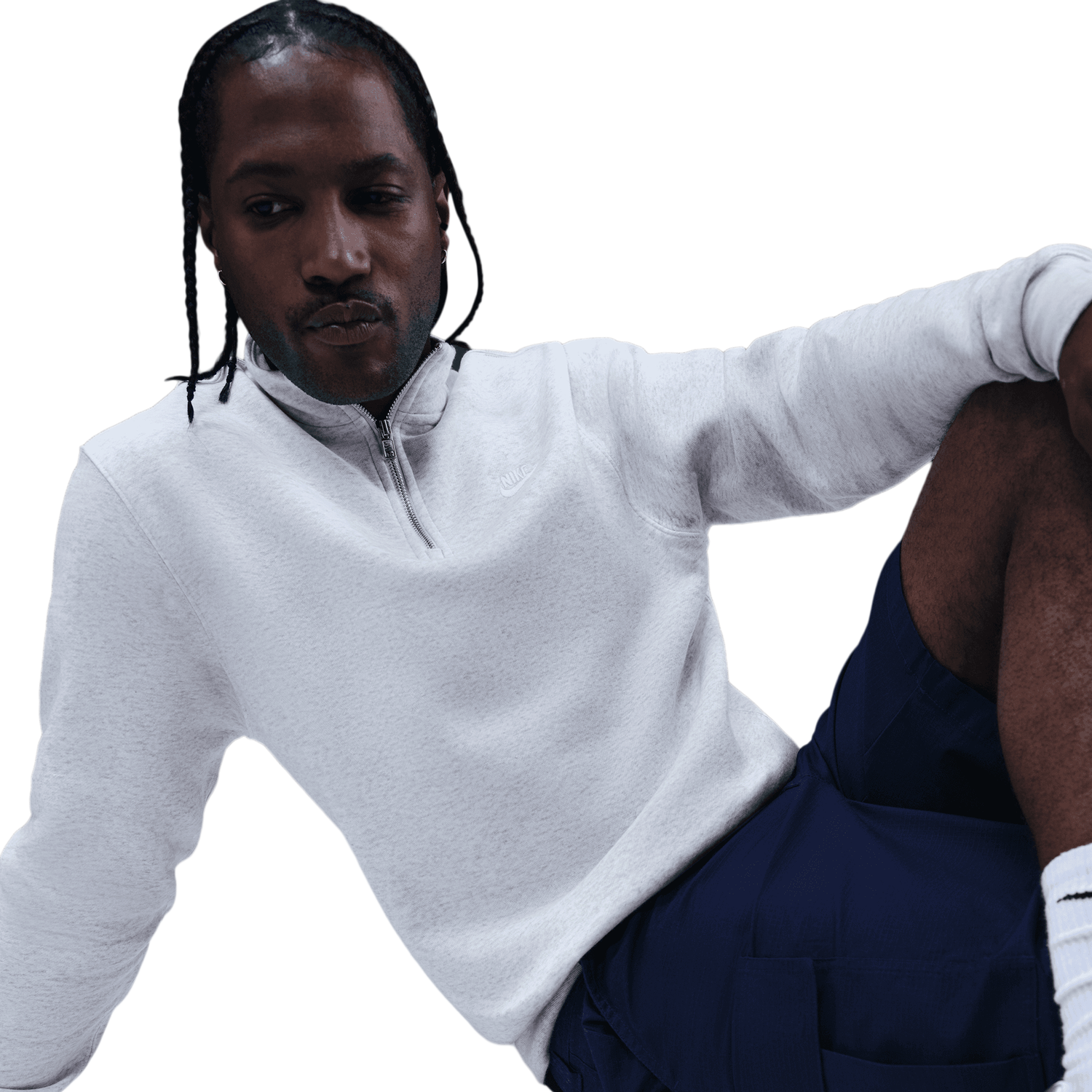Nike Club Fleece Half-Zip - Men's - Gray/White