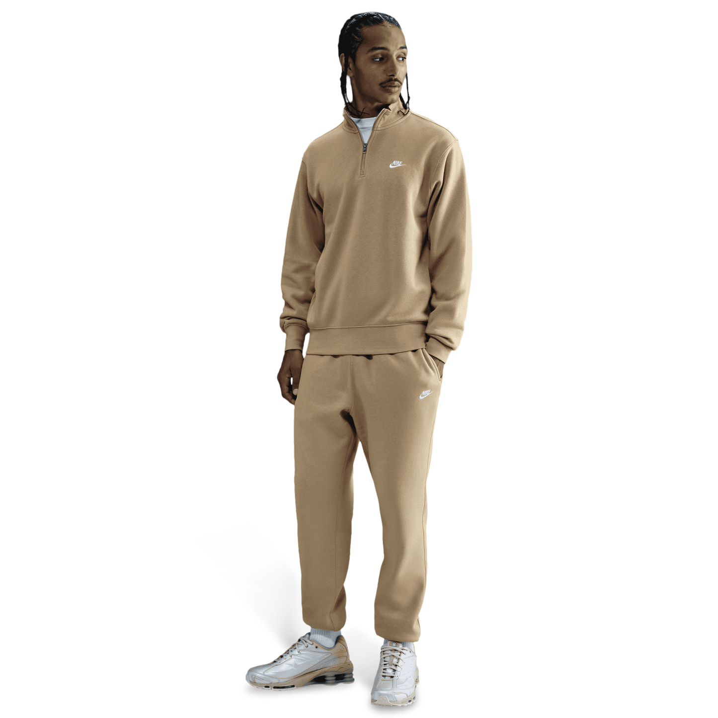 Nike Club Fleece Half-Zip - Men's - Parachute Beige/White