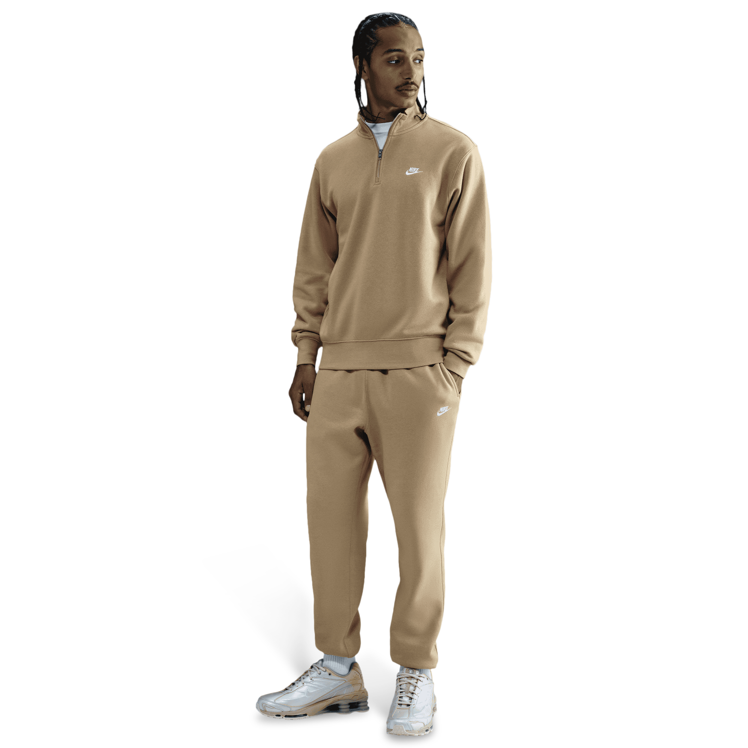 Nike Club Fleece Half-Zip - Men's - Parachute Beige/White