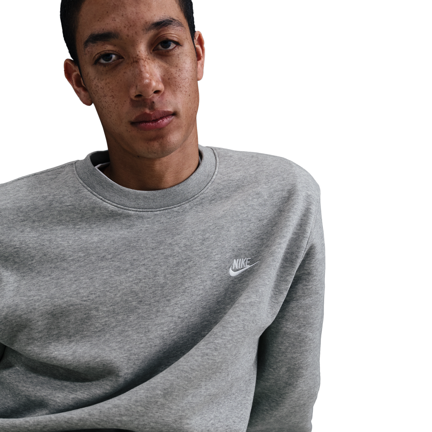 Nike Club Crew - Men's - Dark Grey Heather/White