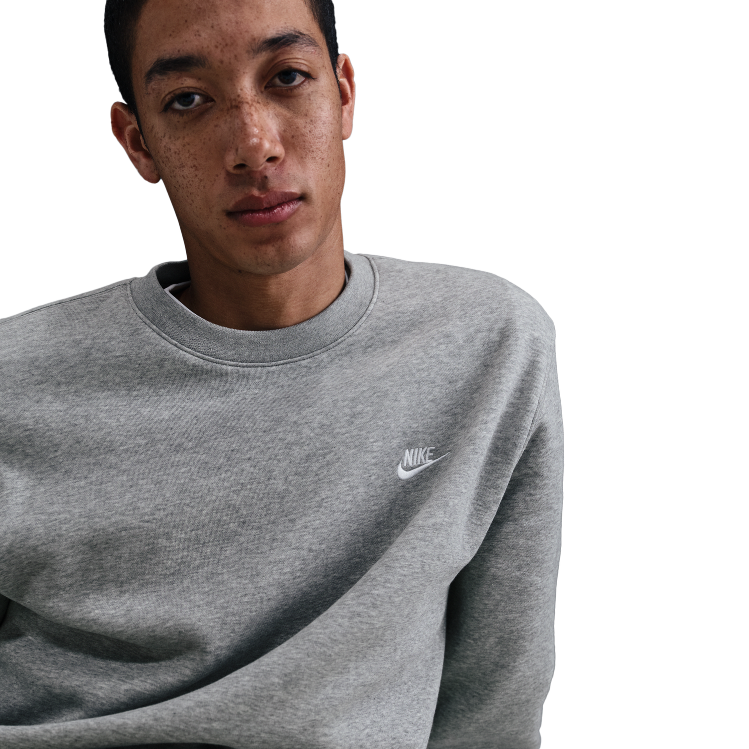 Nike Club Crew - Men's - Dark Grey Heather/White