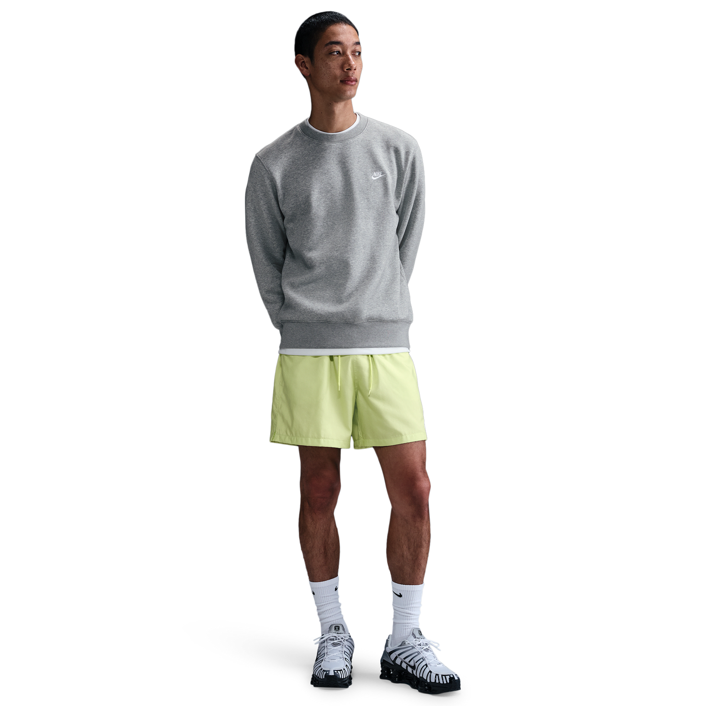 Nike Club Crew - Men's - Dark Grey Heather/White