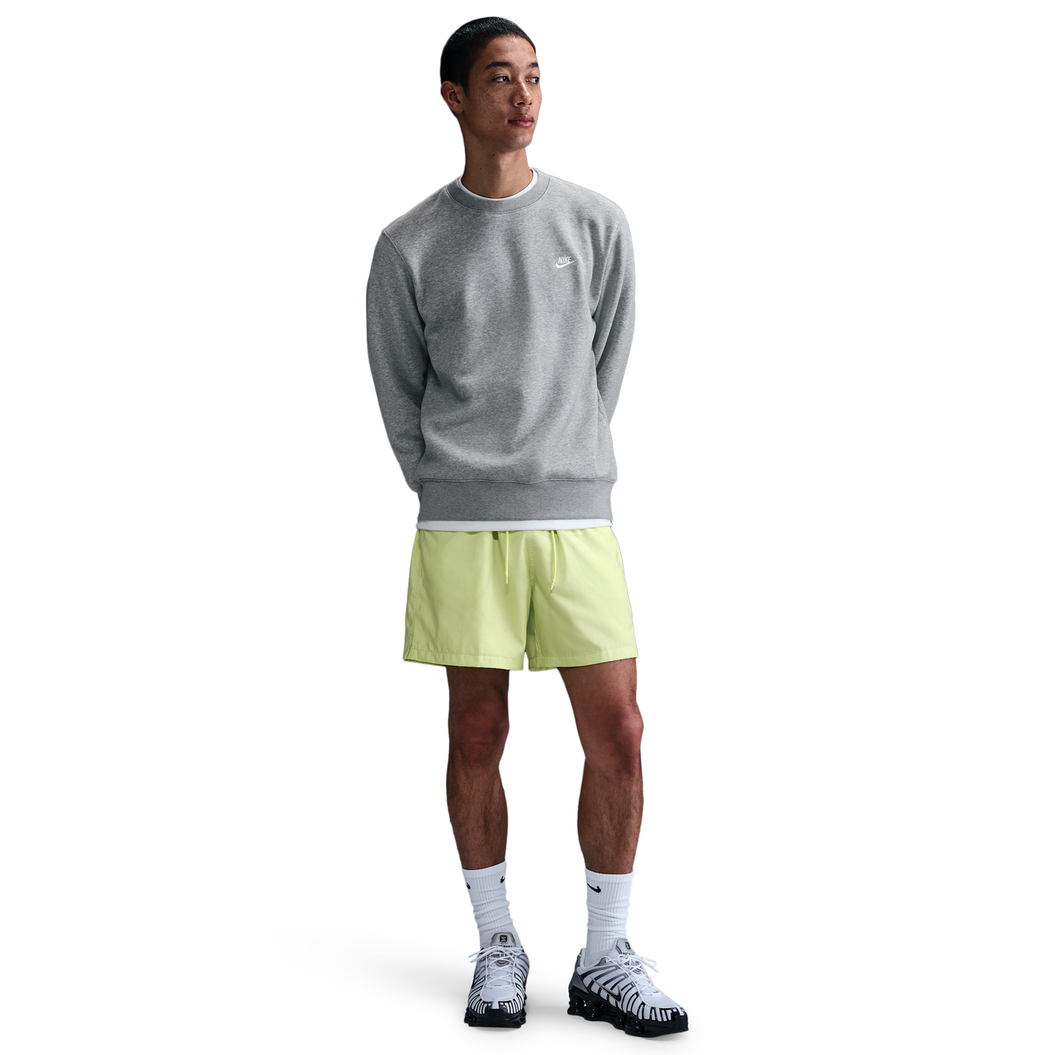 Nike Club Crew - Men's - Dark Grey Heather/White