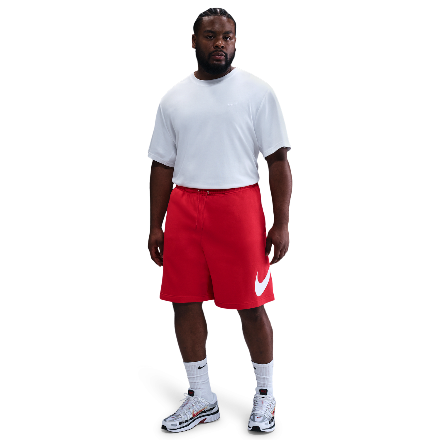 Nike Solo Swoosh Fleece Shorts - Men's - White/Red