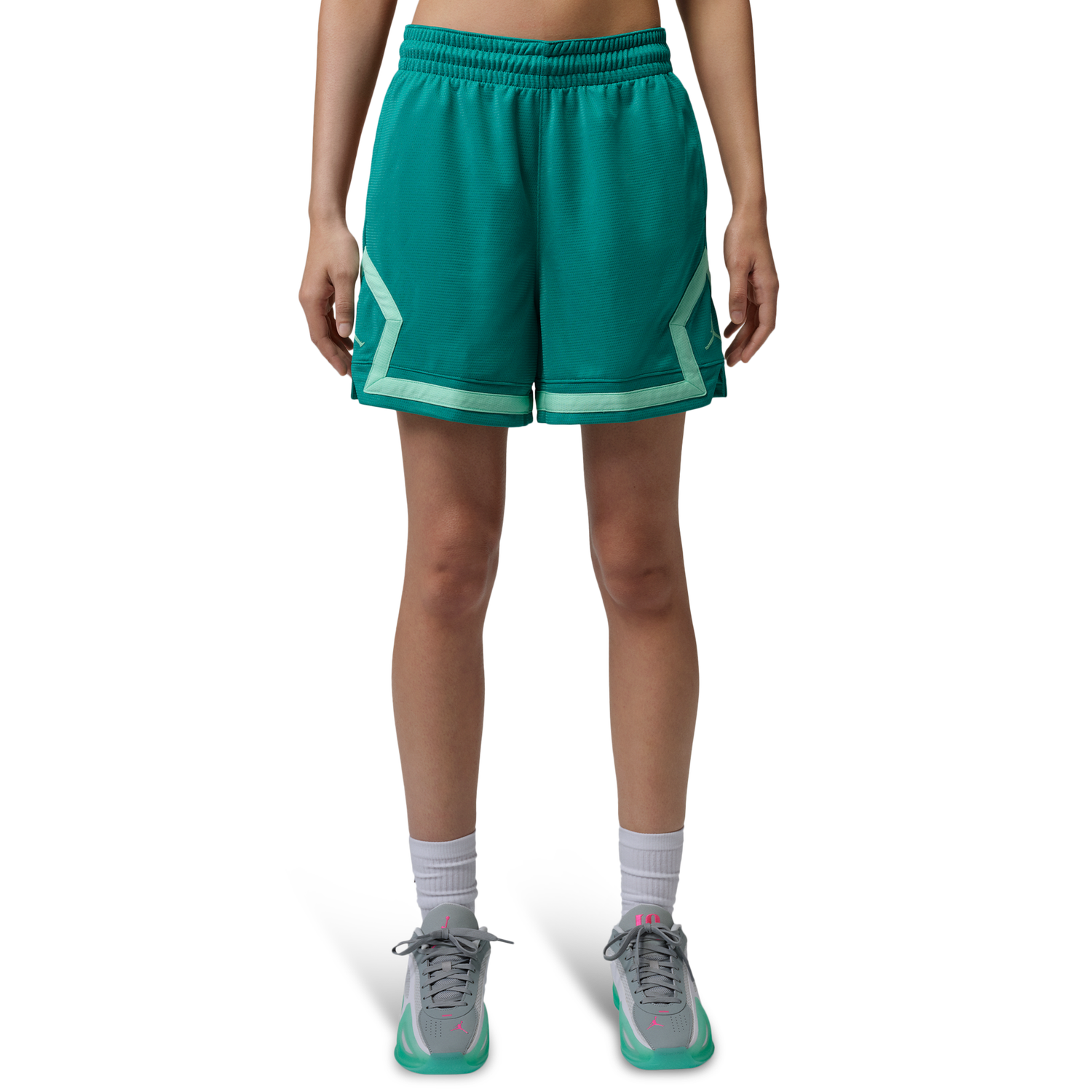 Jordan Sport Diamond Shorts 4" - Women's - Neptune Green/Green Glow/Neptune Green
