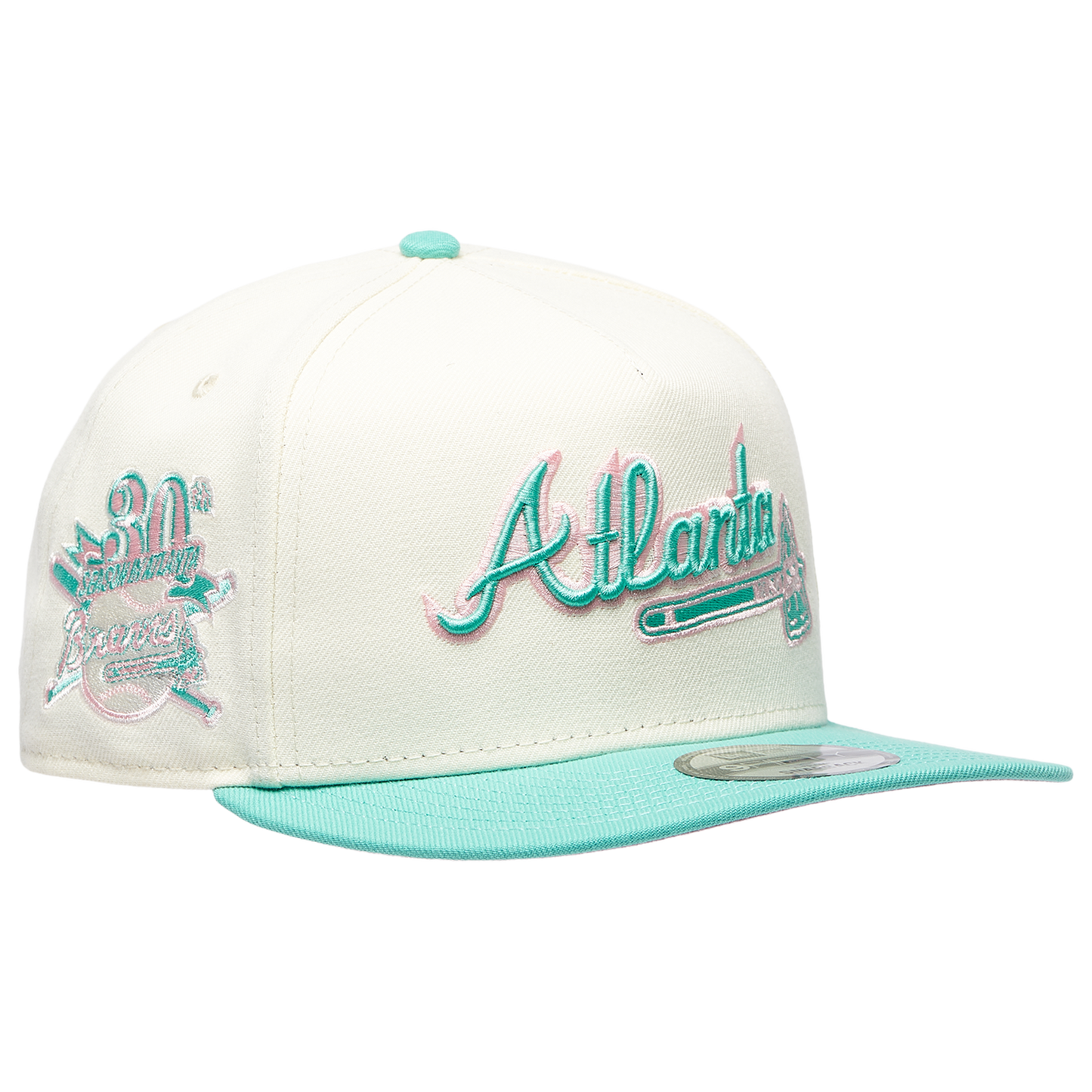 New Era Braves 950AF Curve 30th Anniversary Cap - Men's - Chrome/Clear Mint