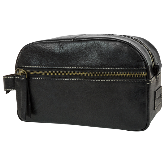 Timberland Rugged Wash Leather Black Travel Kit - Men's - Black